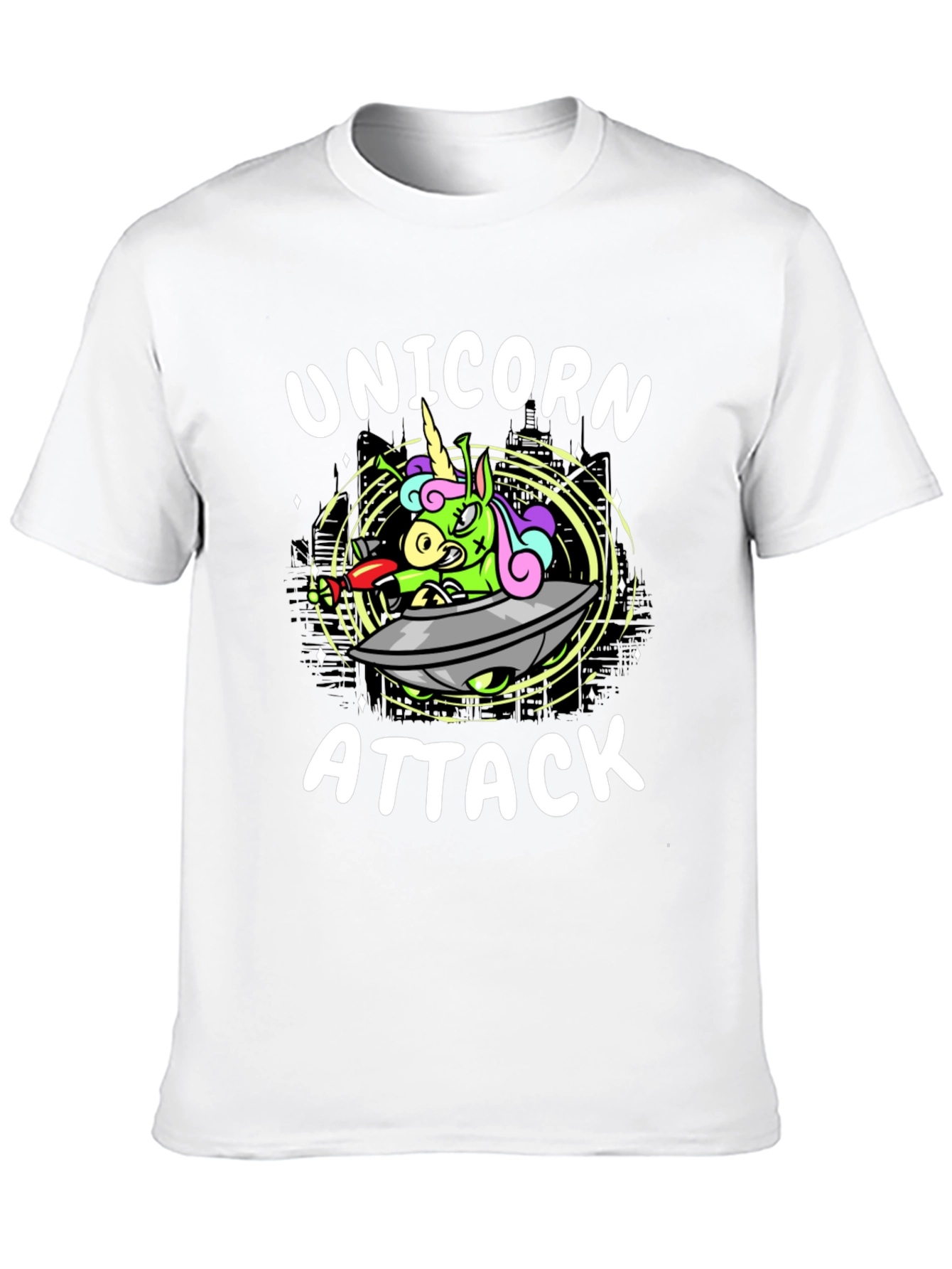 Unicorn Attack Black Graphic Tee