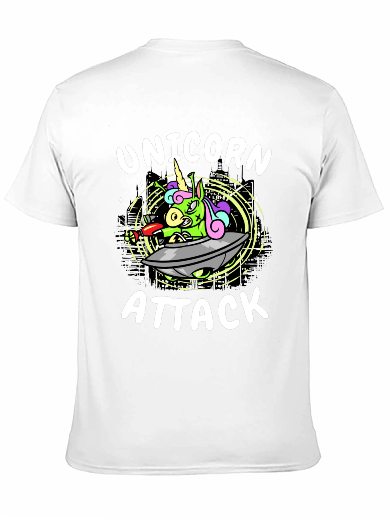 Unicorn Attack Black Graphic Tee