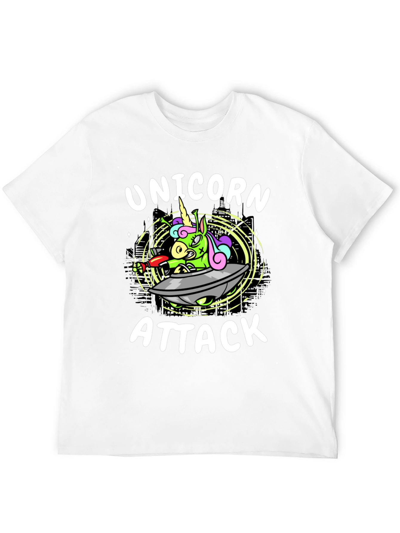 Unicorn Attack Black Graphic Tee