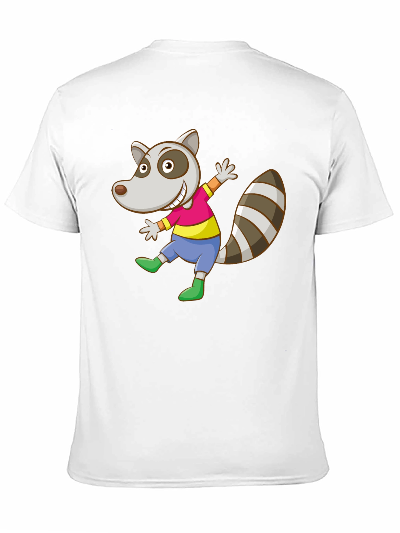 Cartoon Raccoon Graphic Tee - Black Cotton Casual Shirt