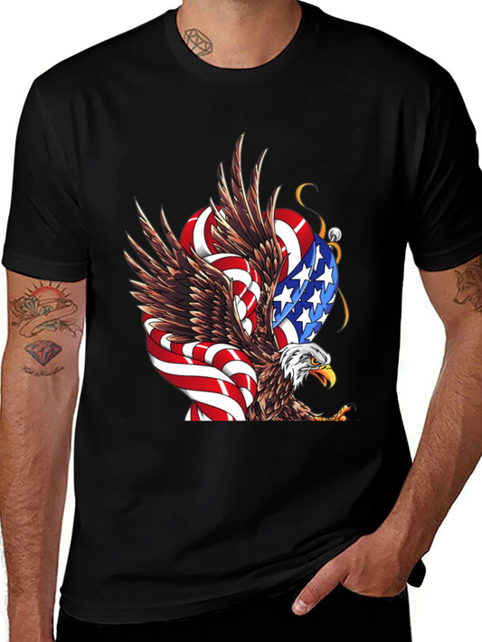 American Eagle Flag Graphic Print Mens Black T-Shirt