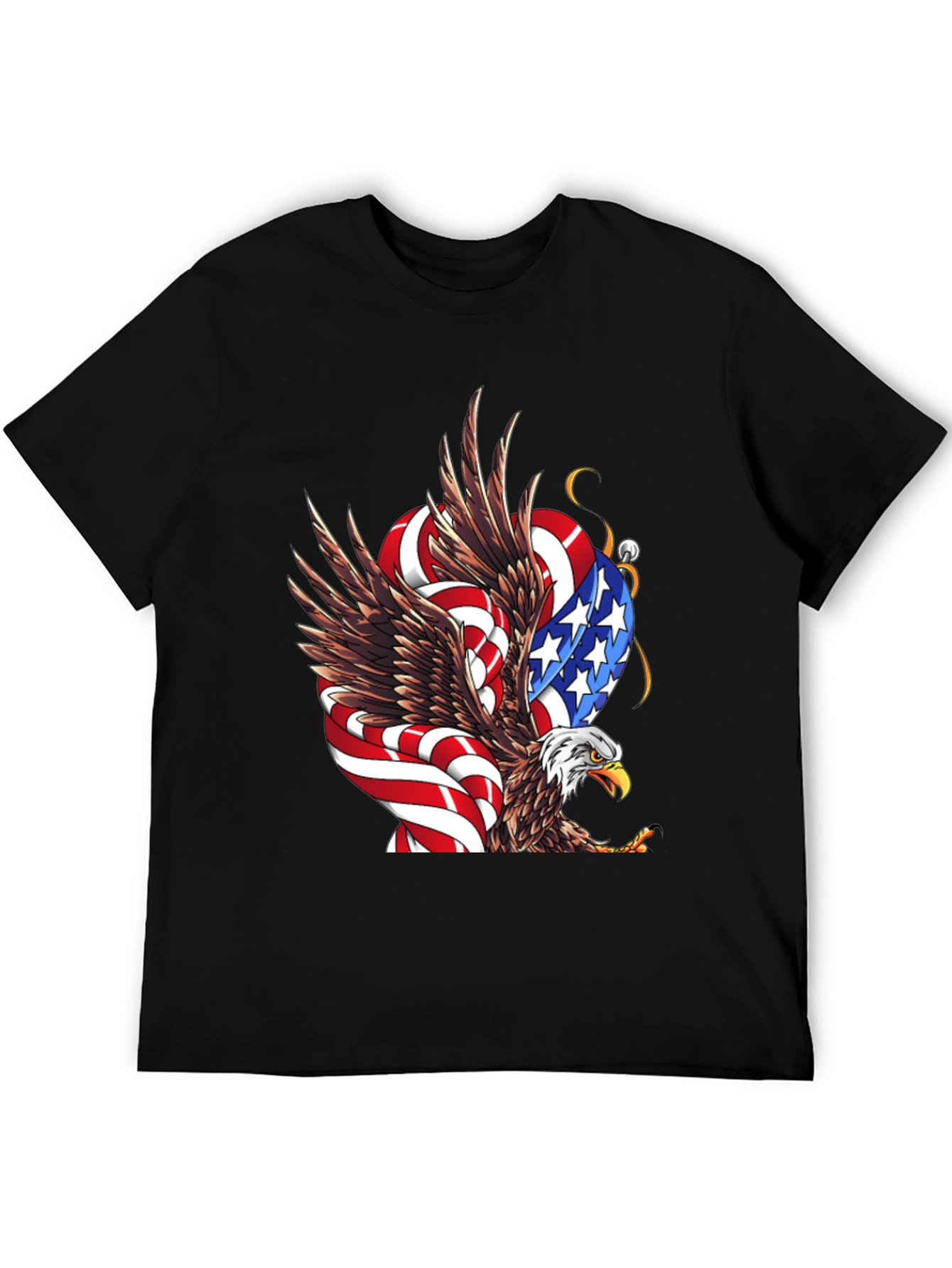 American Eagle Flag Graphic Print Mens Black T-Shirt