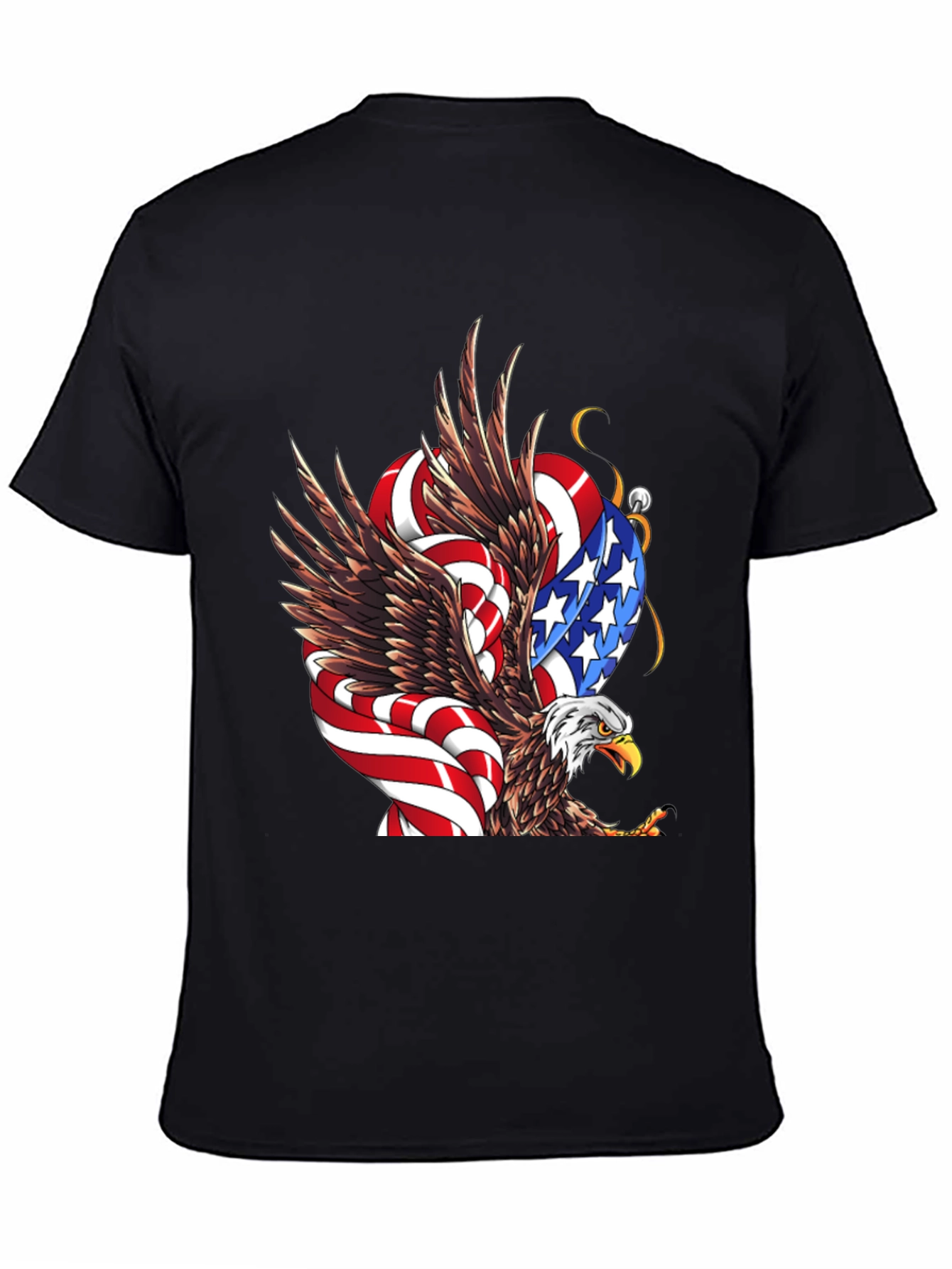American Eagle Flag Graphic Print Mens Black T-Shirt
