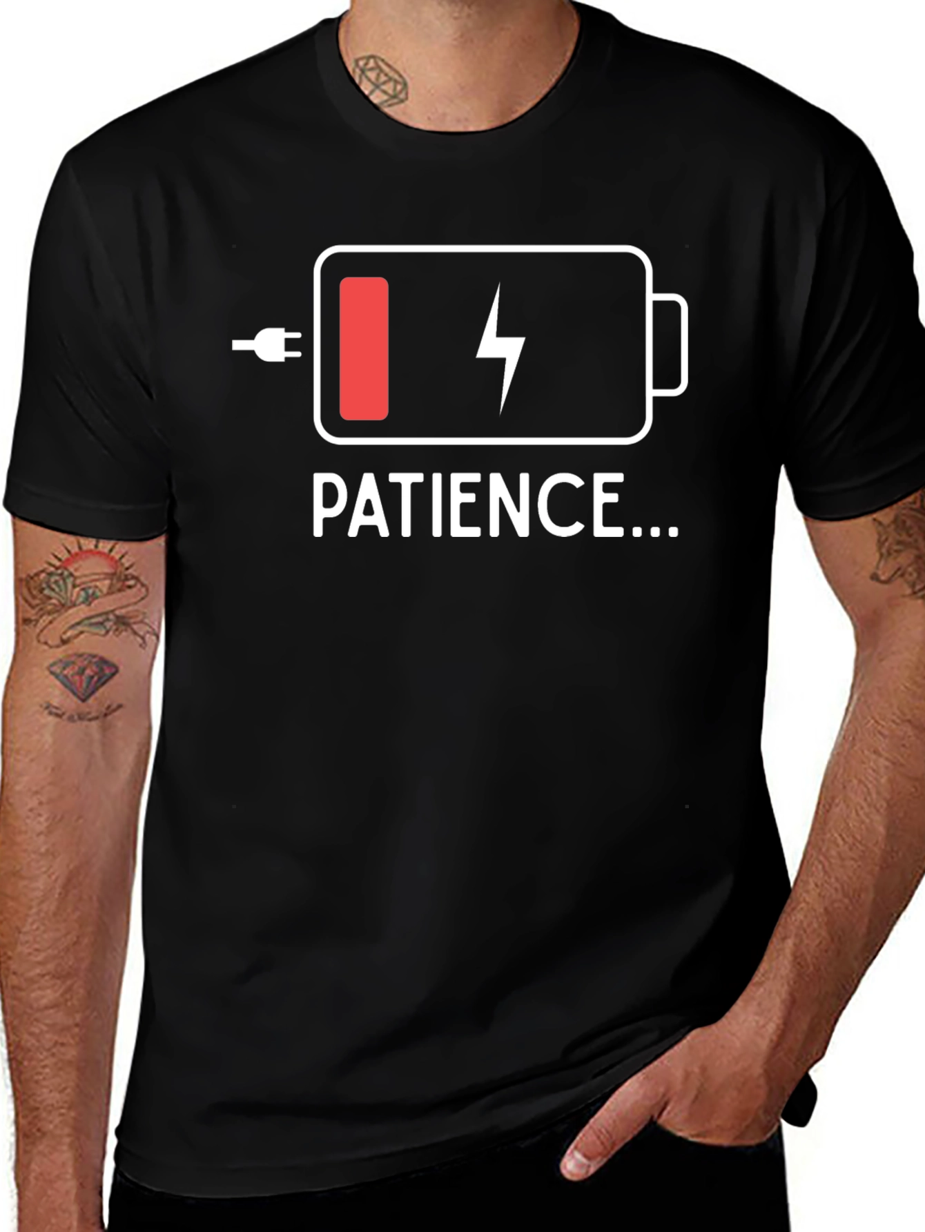 Patience Low Battery T-Shirt - Black