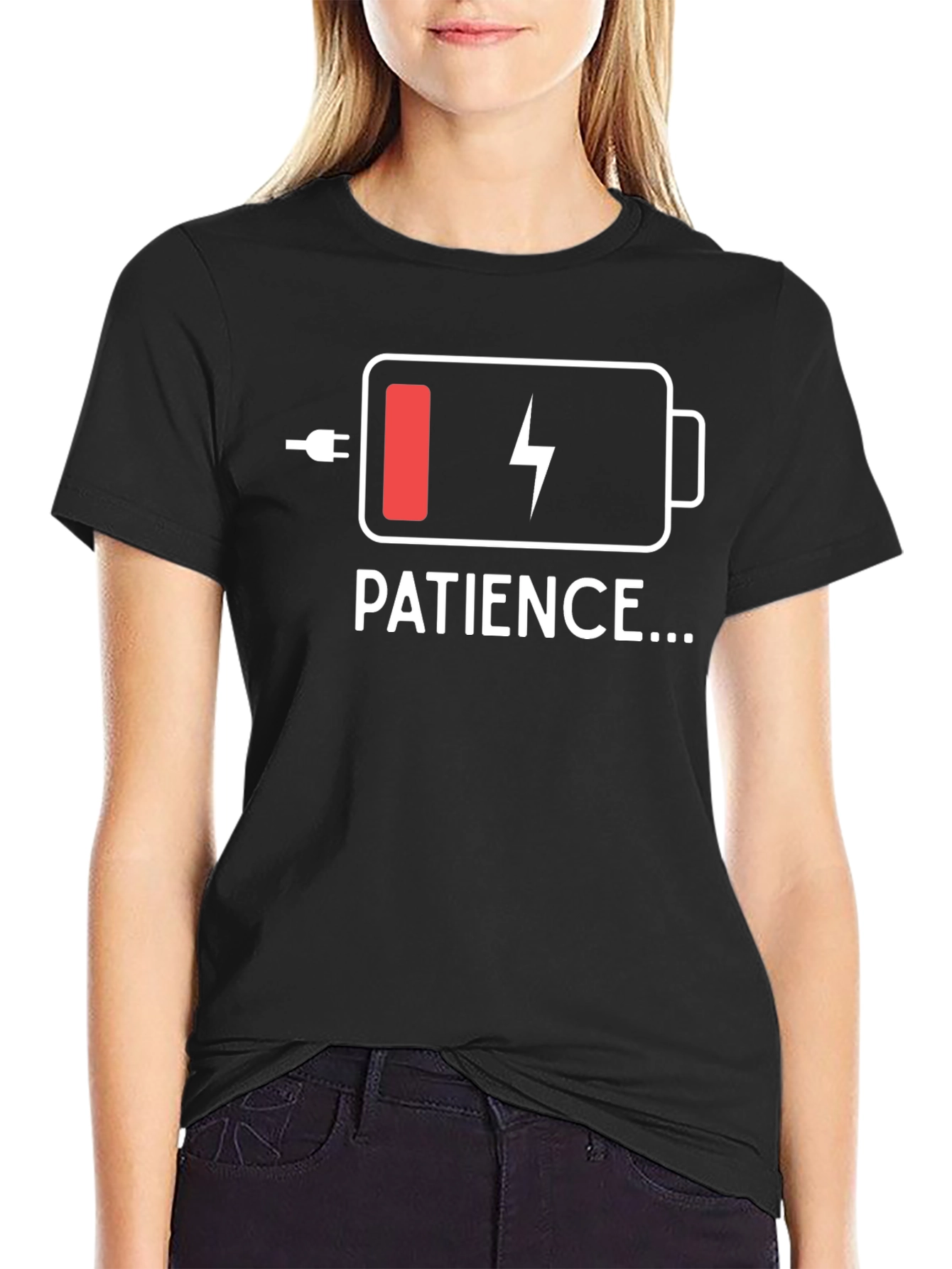 Patience Low Battery T-Shirt - Black