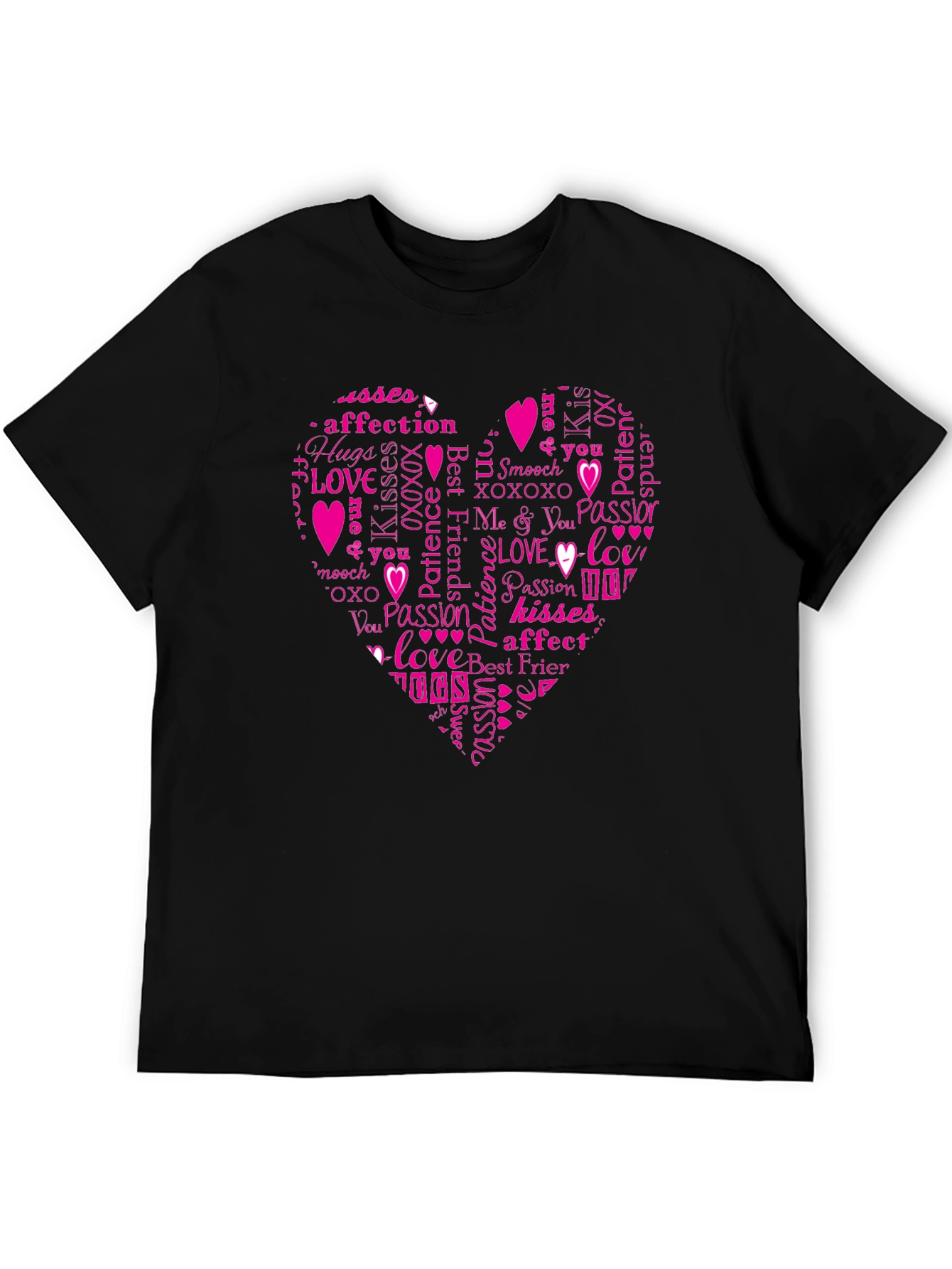 Love Heart Word Art Graphic T-Shirt