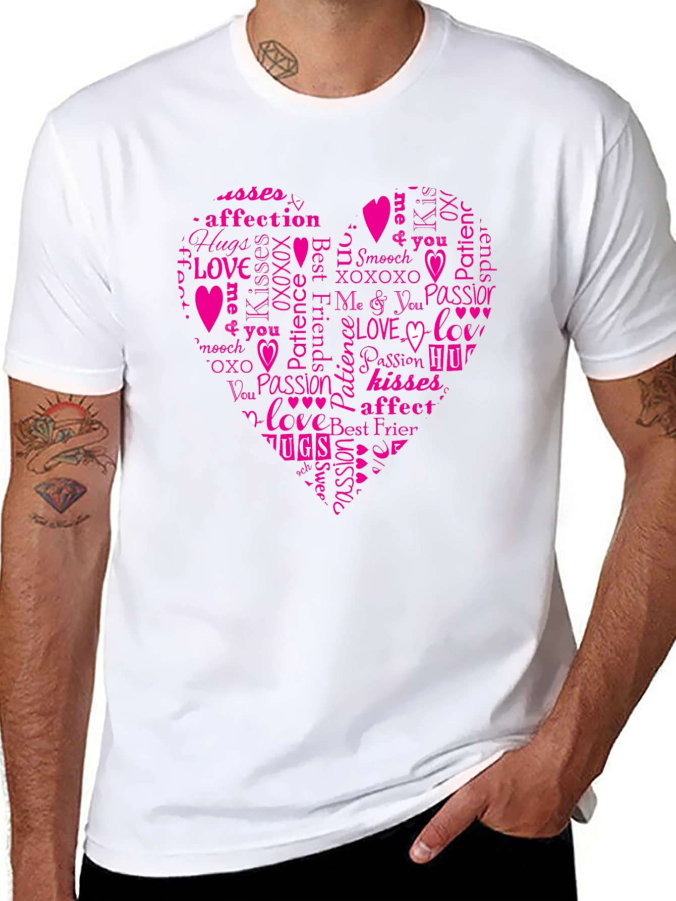 Love Heart Word Art Graphic T-Shirt
