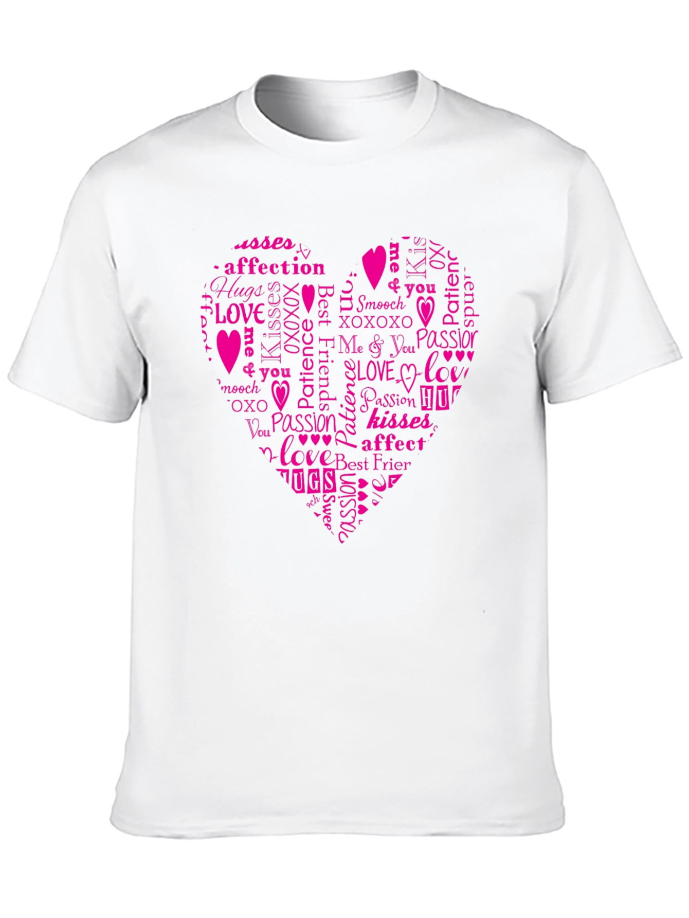 Love Heart Word Art Graphic T-Shirt