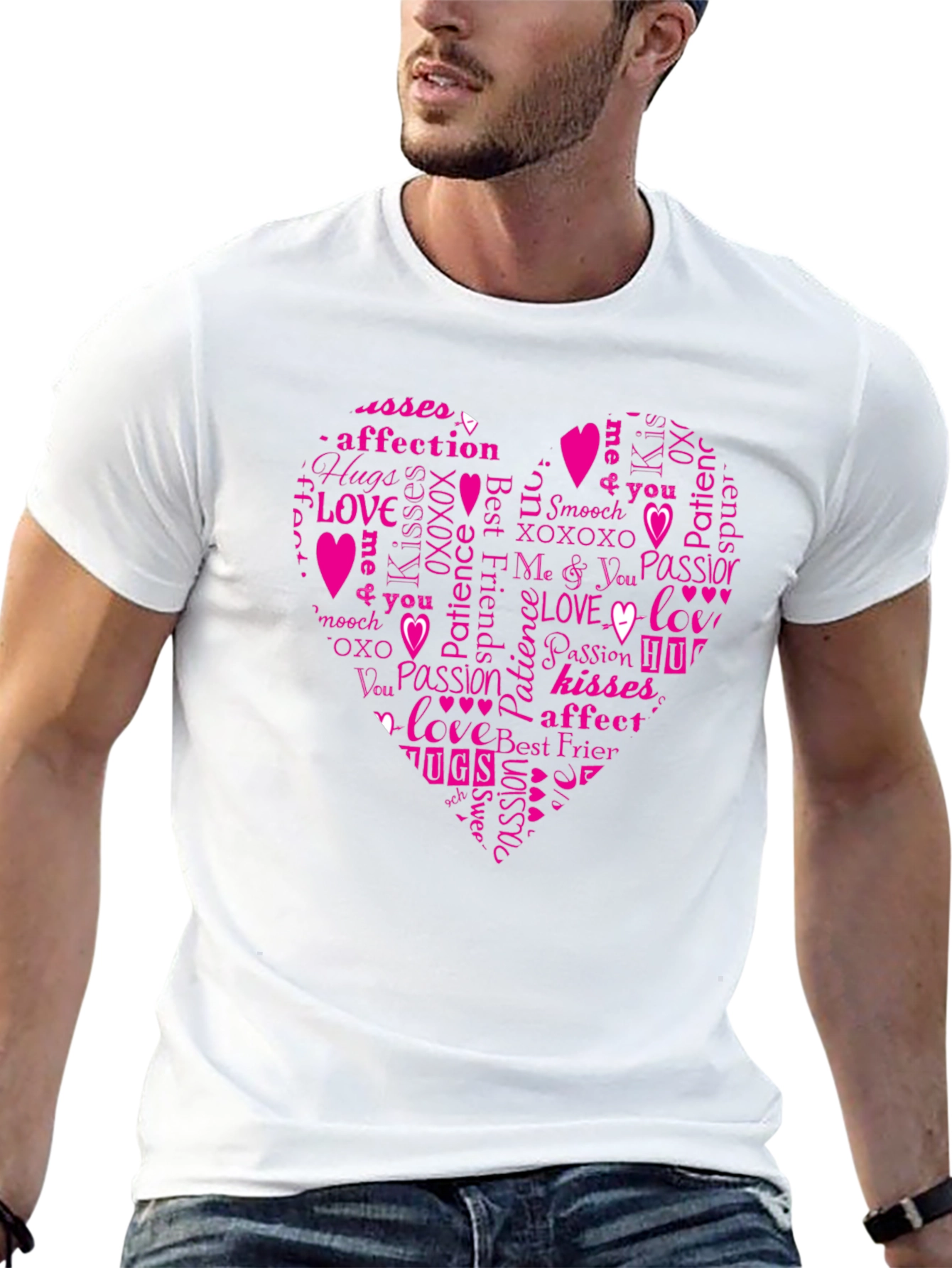 Love Heart Word Art Graphic T-Shirt