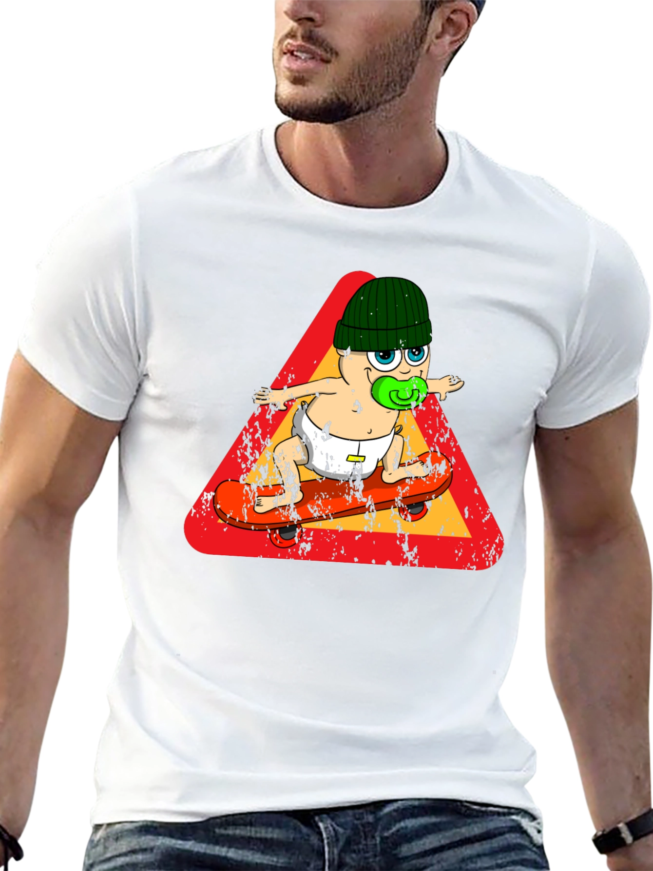 Skateboarding Baby Black Graphic Tee