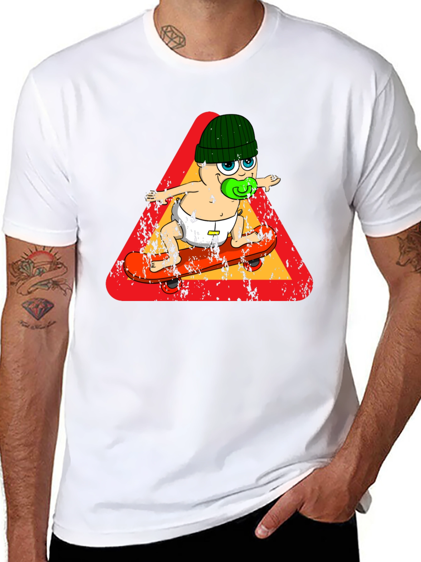 Skateboarding Baby Black Graphic Tee