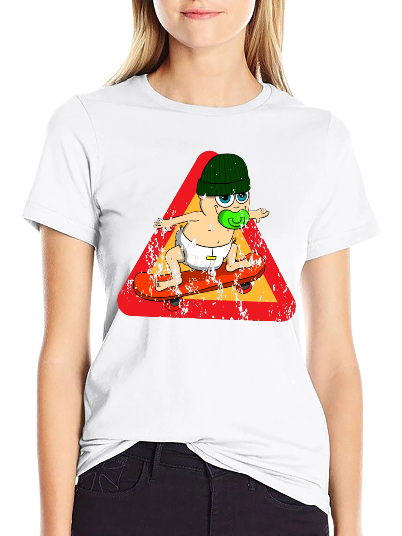 Skateboarding Baby Black Graphic Tee