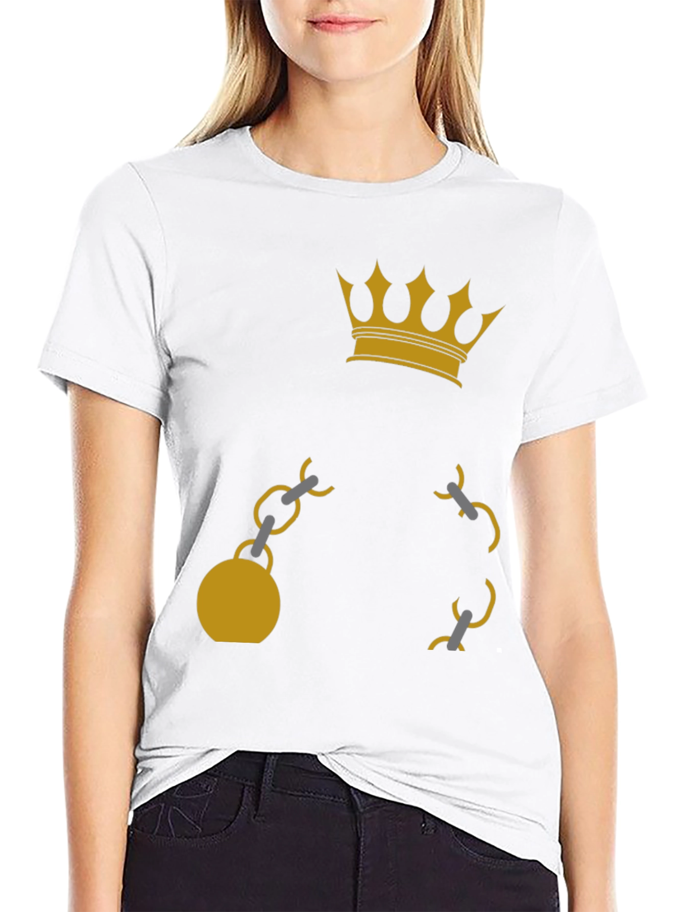 Crown & Chain Graphic Tee - Black Cotton Blend