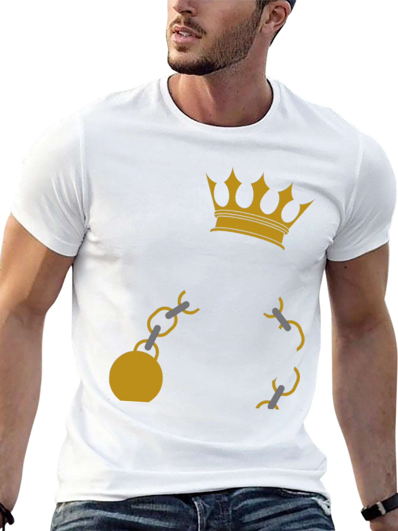 Crown & Chain Graphic Tee - Black Cotton Blend