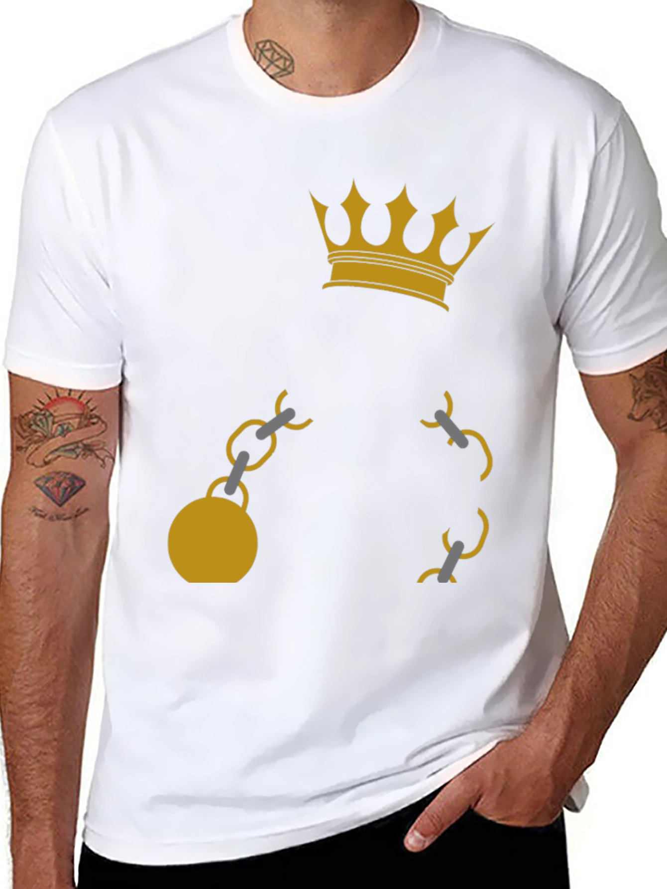 Crown & Chain Graphic Tee - Black Cotton Blend