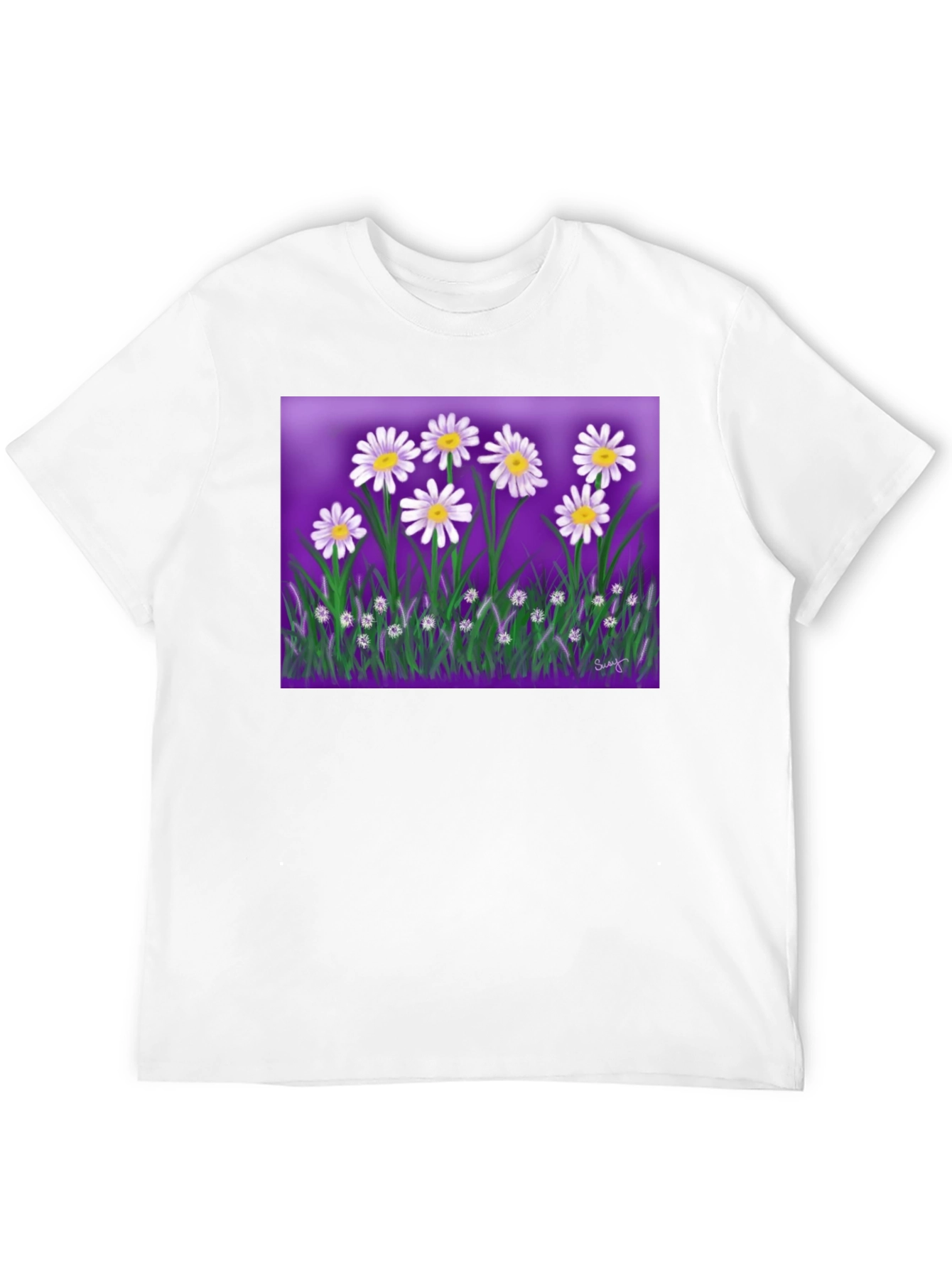 Daisy Floral Graphic Black T-Shirt