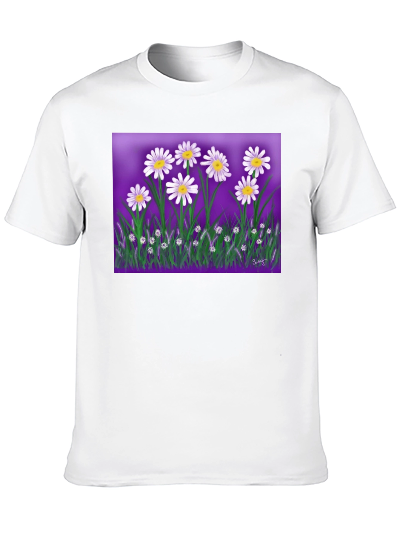 Daisy Floral Graphic Black T-Shirt