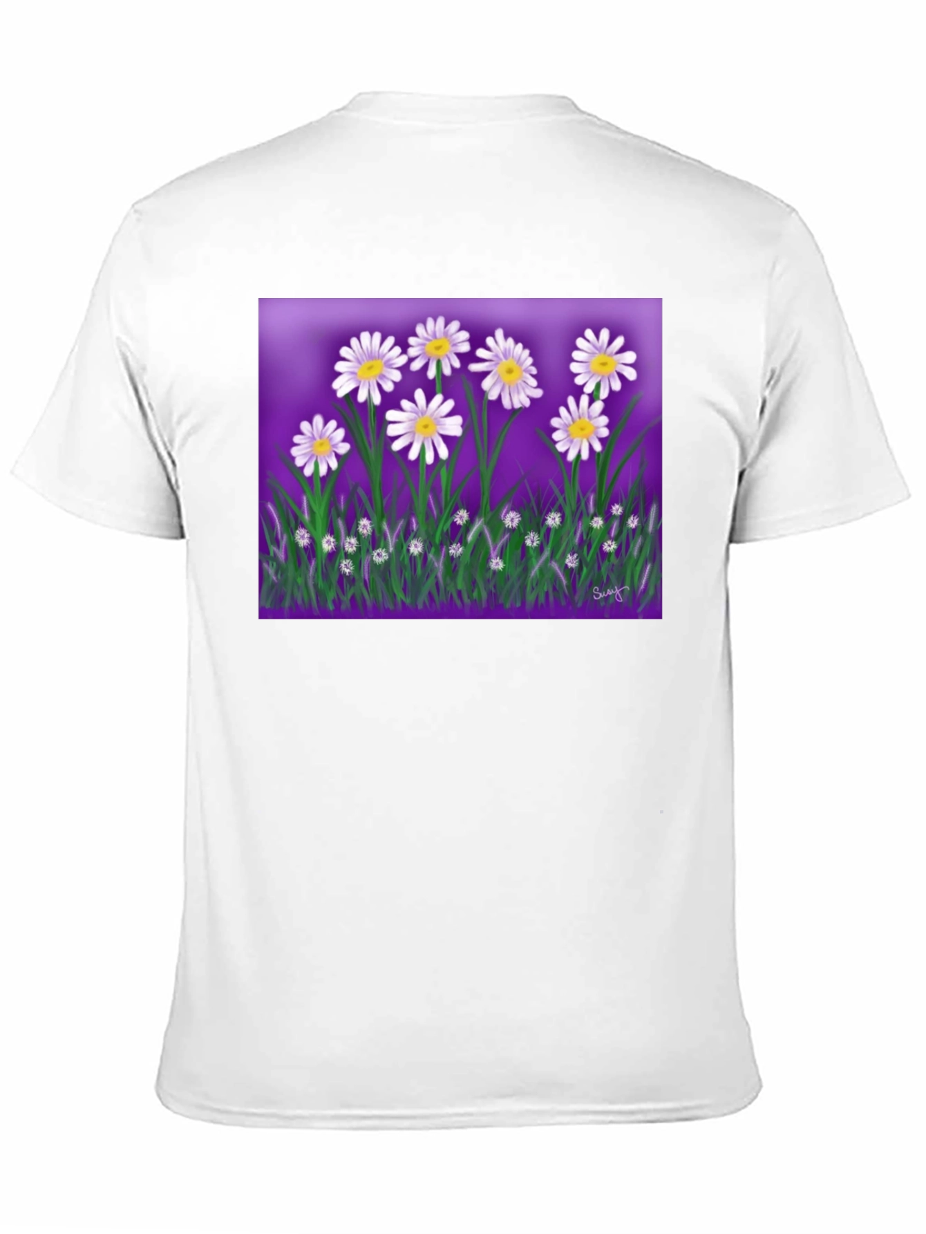 Daisy Floral Graphic Black T-Shirt