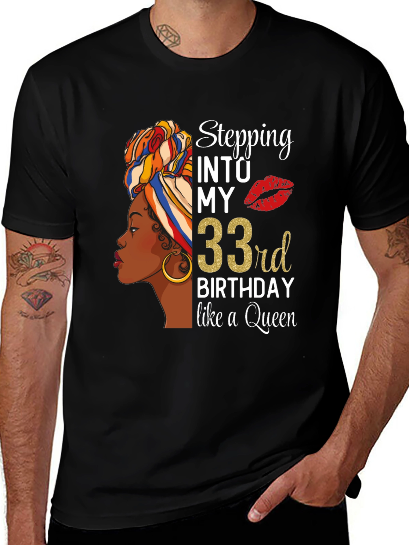 Stepping Into My 33rd Birthday Queen T-Shirt