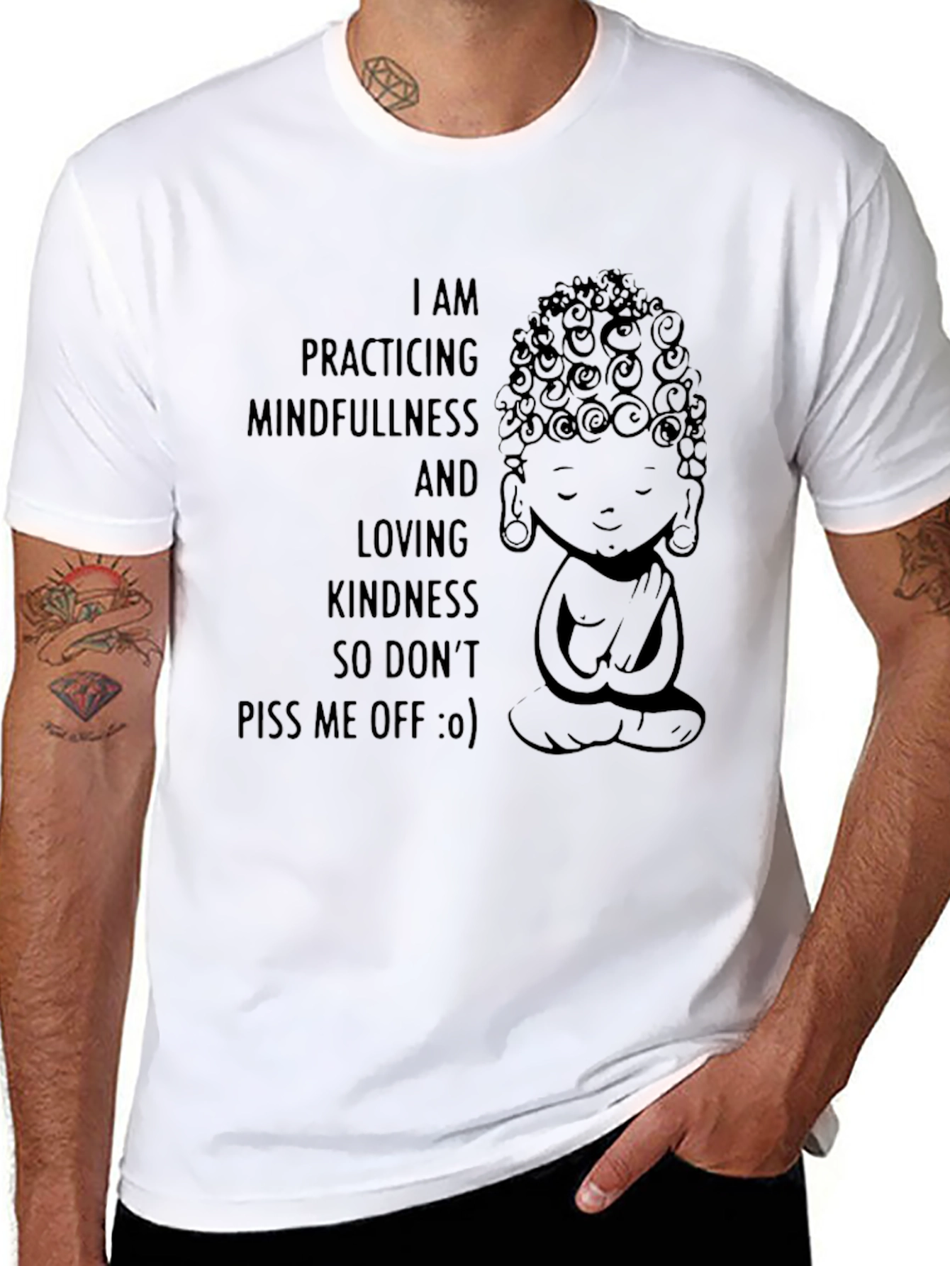 Mindfulness Buddha Graphic Tee - Black