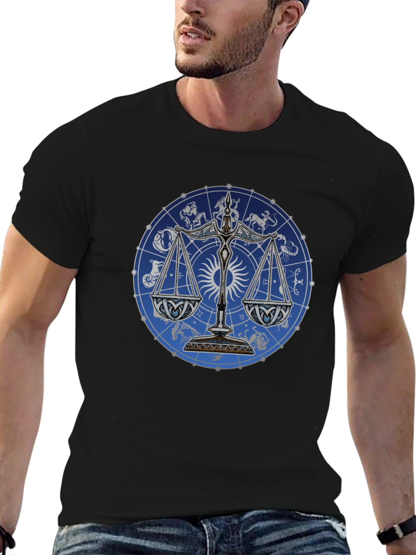 Libra Zodiac Astrology T-Shirt - Black