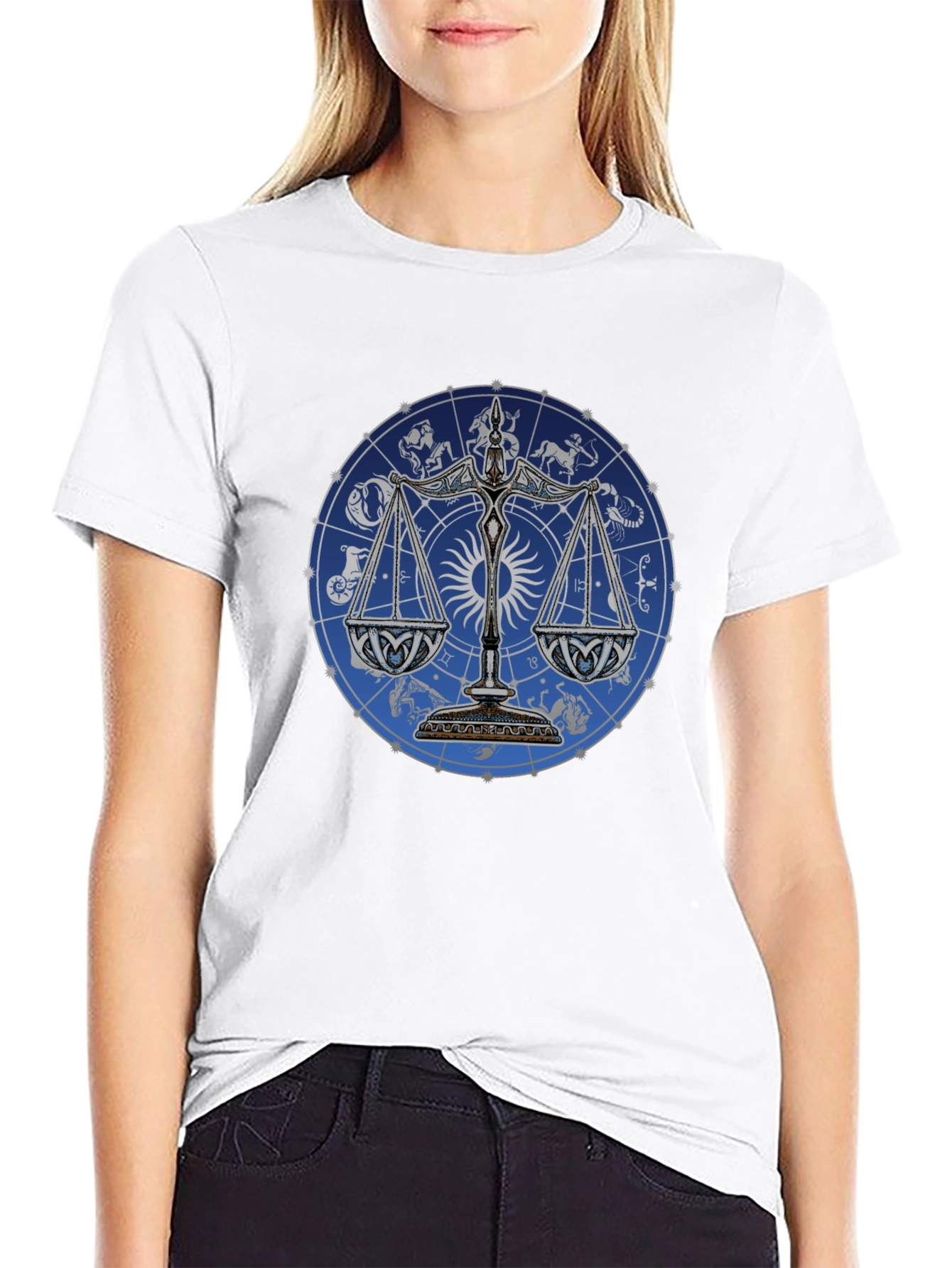 Libra Zodiac Astrology T-Shirt - Black