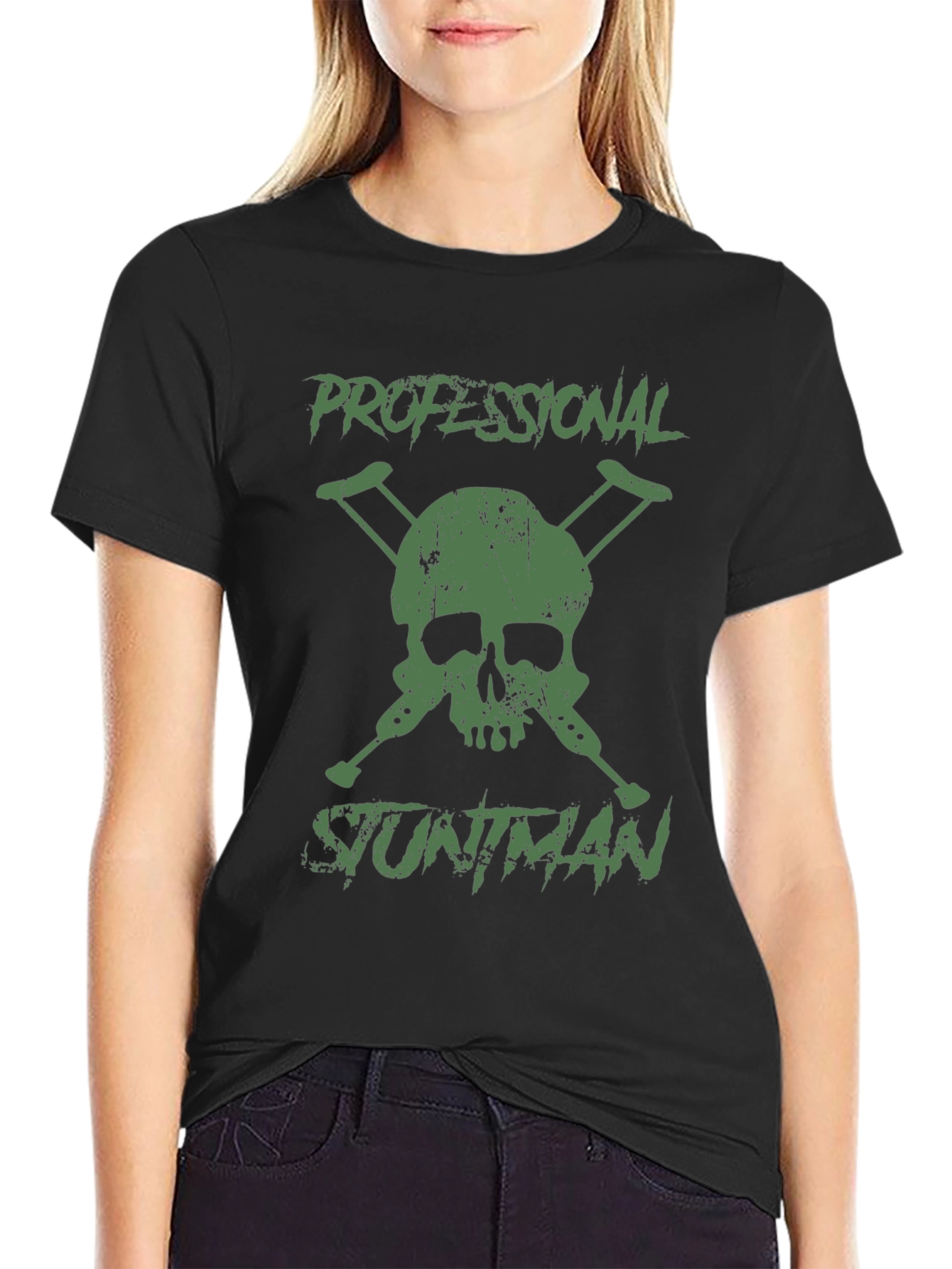 Professional Stuntman Skull & Crutches Graphic T-Shirt