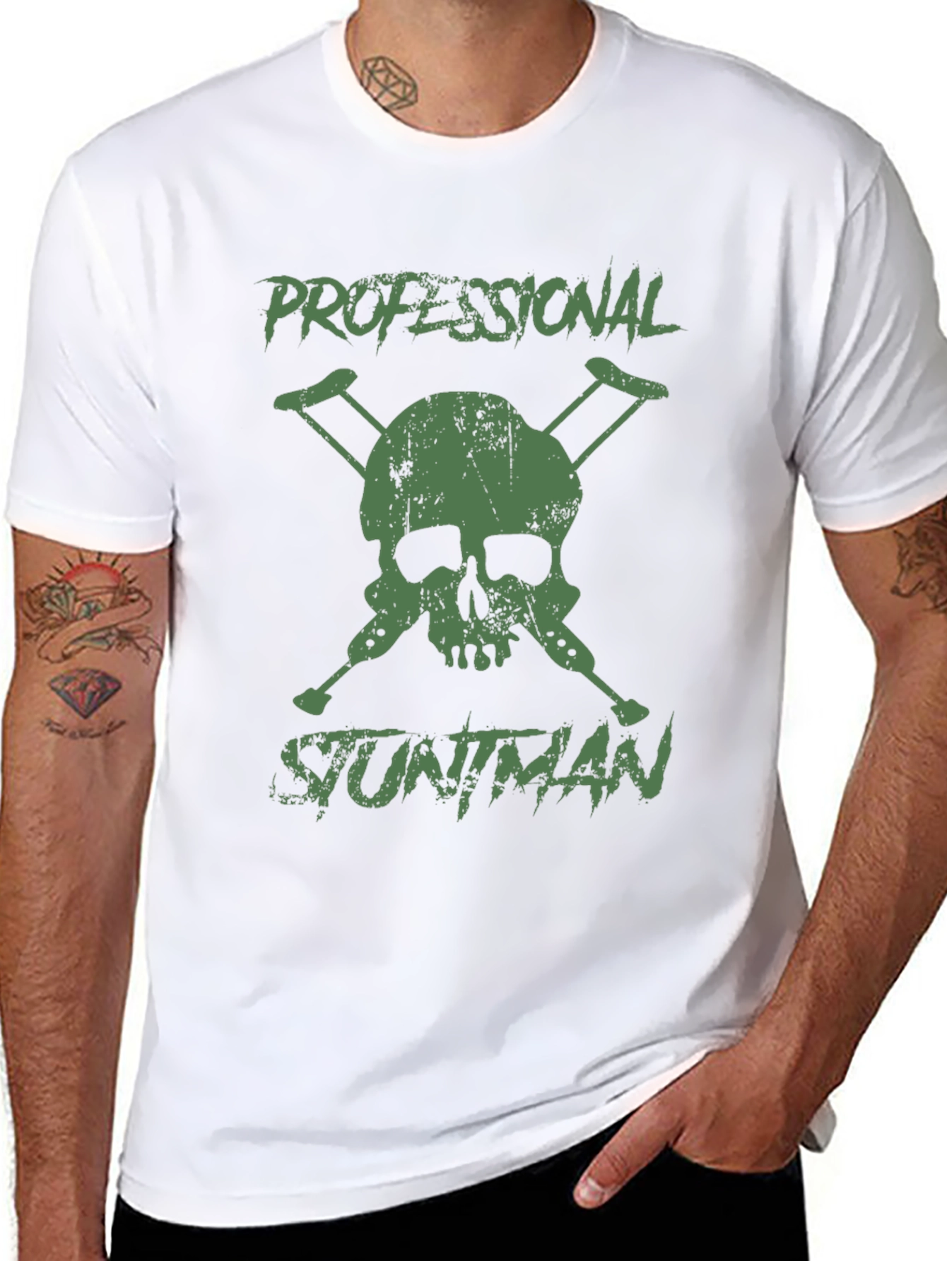Professional Stuntman Skull & Crutches Graphic T-Shirt