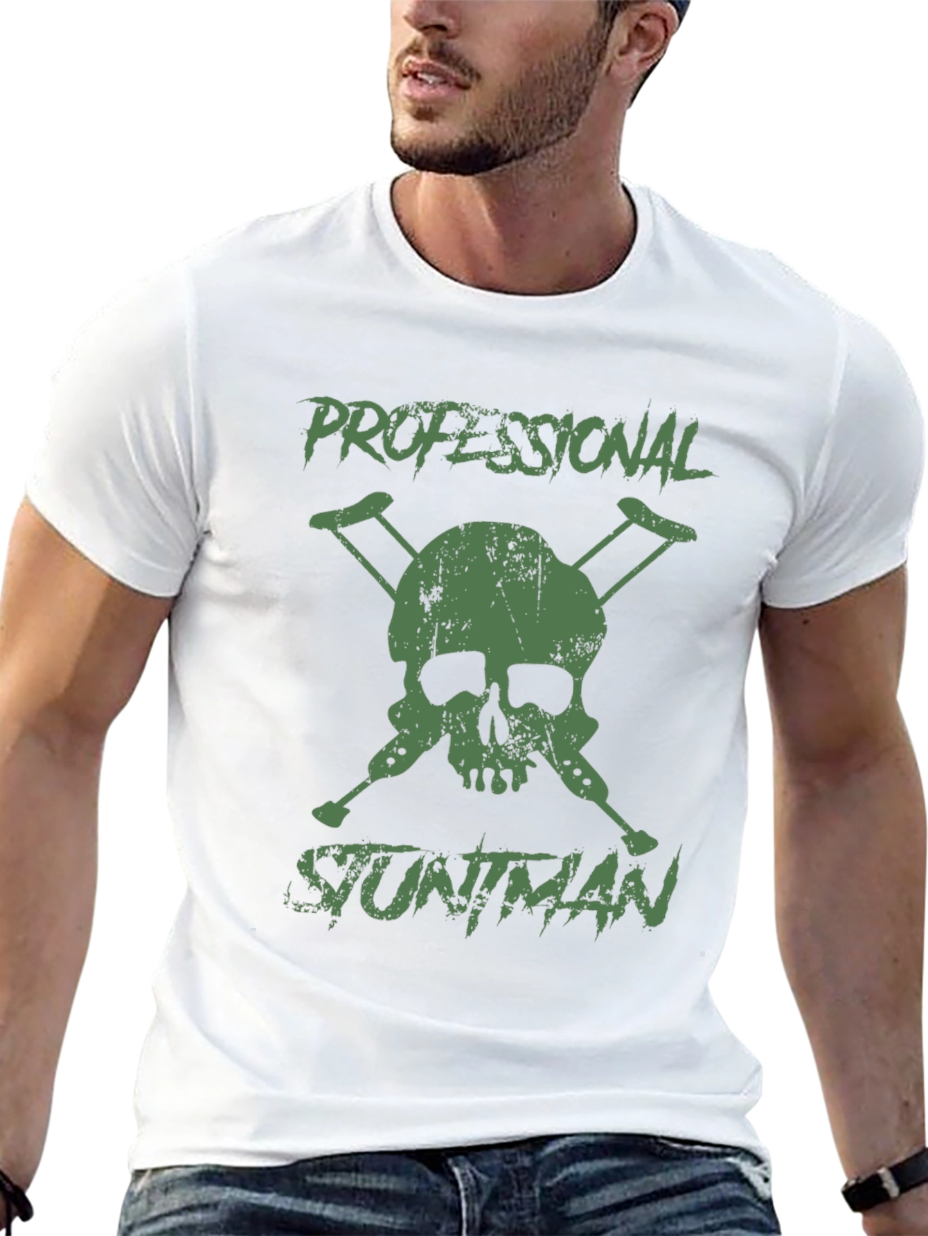 Professional Stuntman Skull & Crutches Graphic T-Shirt
