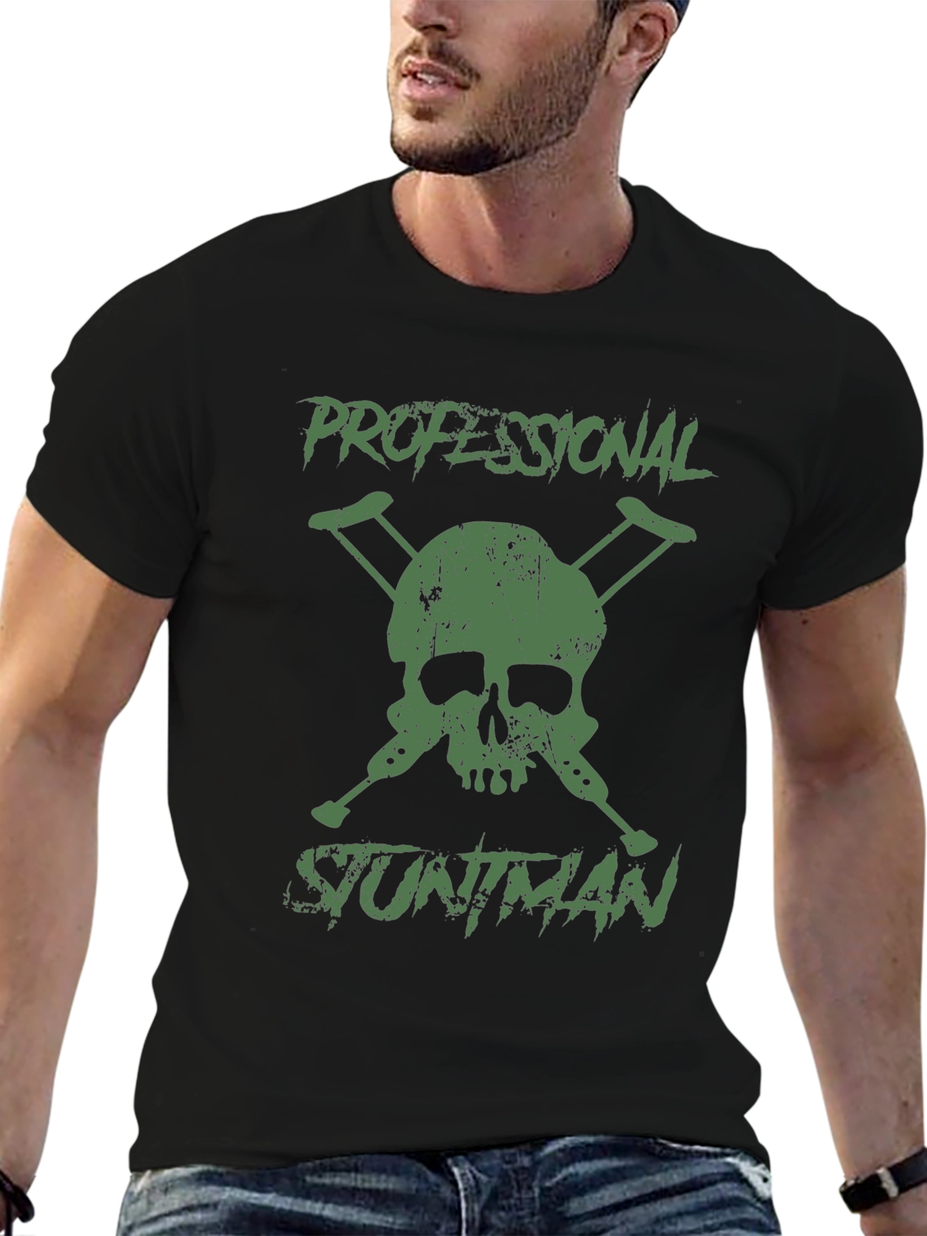 Professional Stuntman Skull & Crutches Graphic T-Shirt