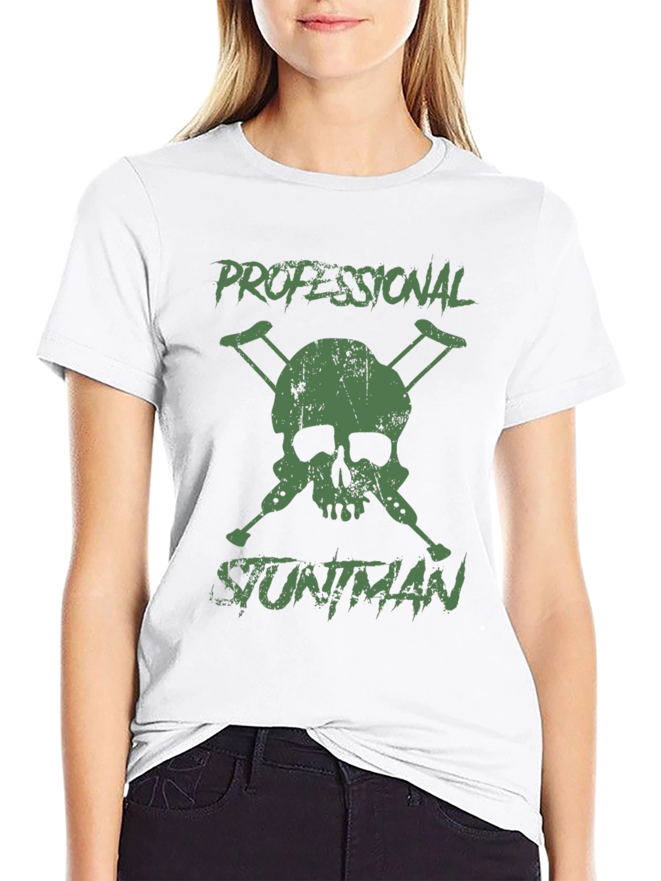 Professional Stuntman Skull & Crutches Graphic T-Shirt