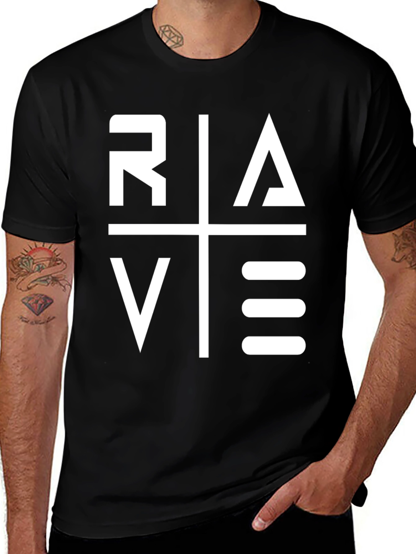 Rave Graphic Tee - Black Cotton T-Shirt