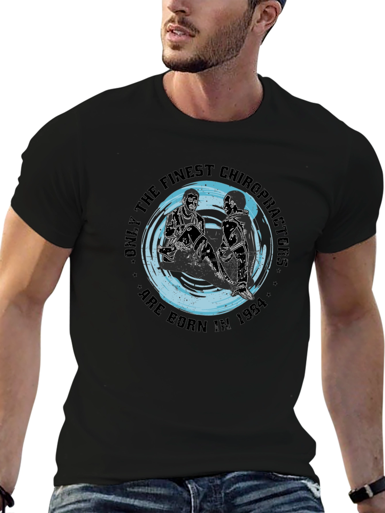 Finest Chiropractors 1984 T-Shirt - Black Graphic Tee