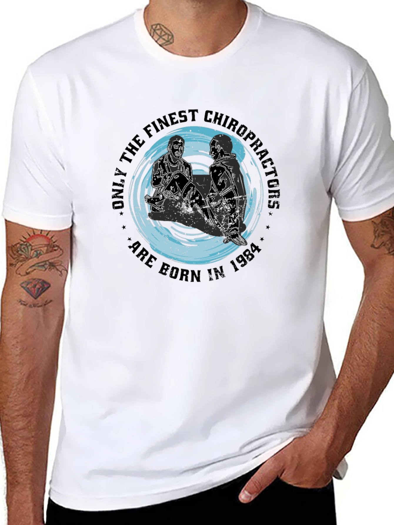 Finest Chiropractors 1984 T-Shirt - Black Graphic Tee