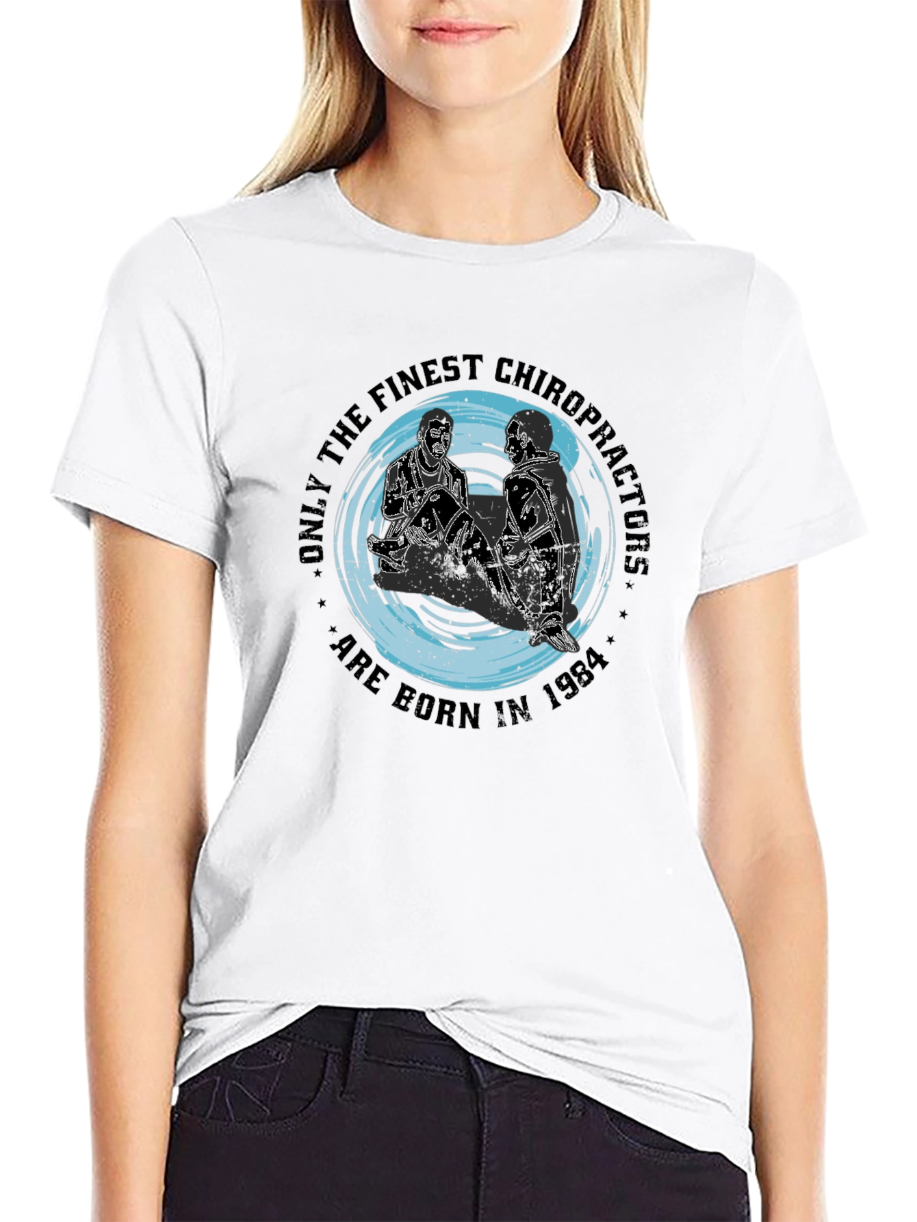 Finest Chiropractors 1984 T-Shirt - Black Graphic Tee