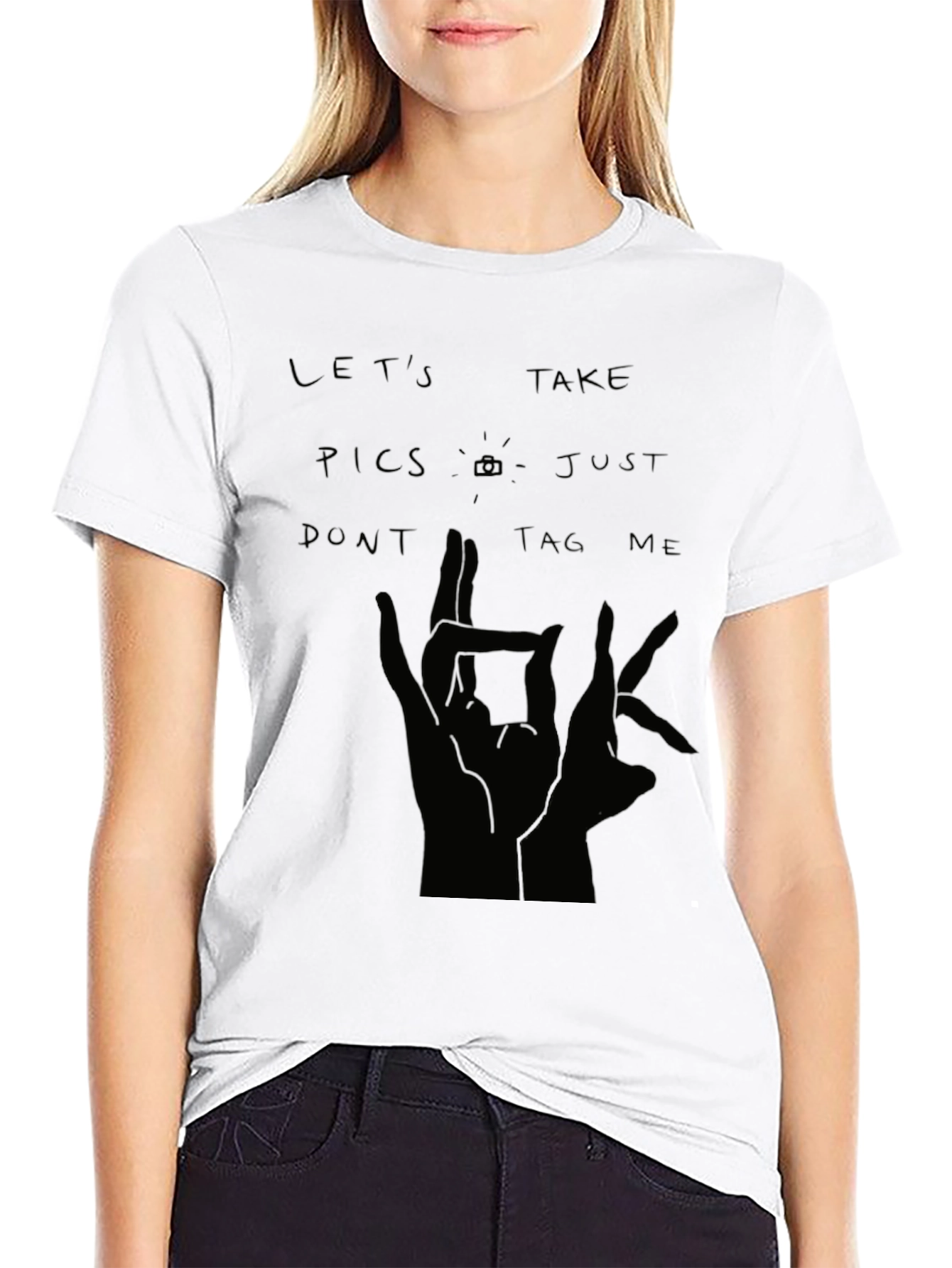 Lets Take Pics Black Graphic Tee