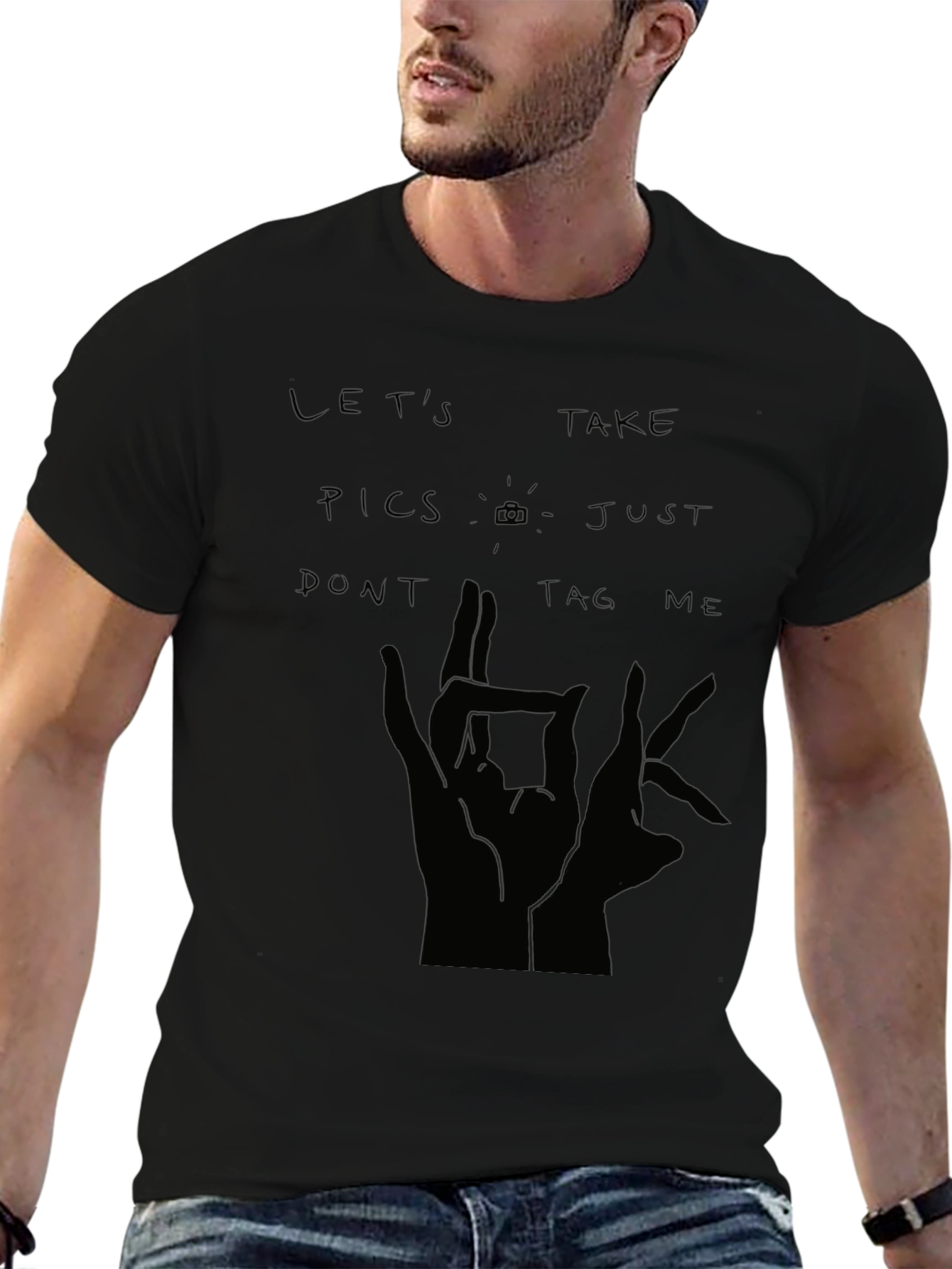 Lets Take Pics Black Graphic Tee