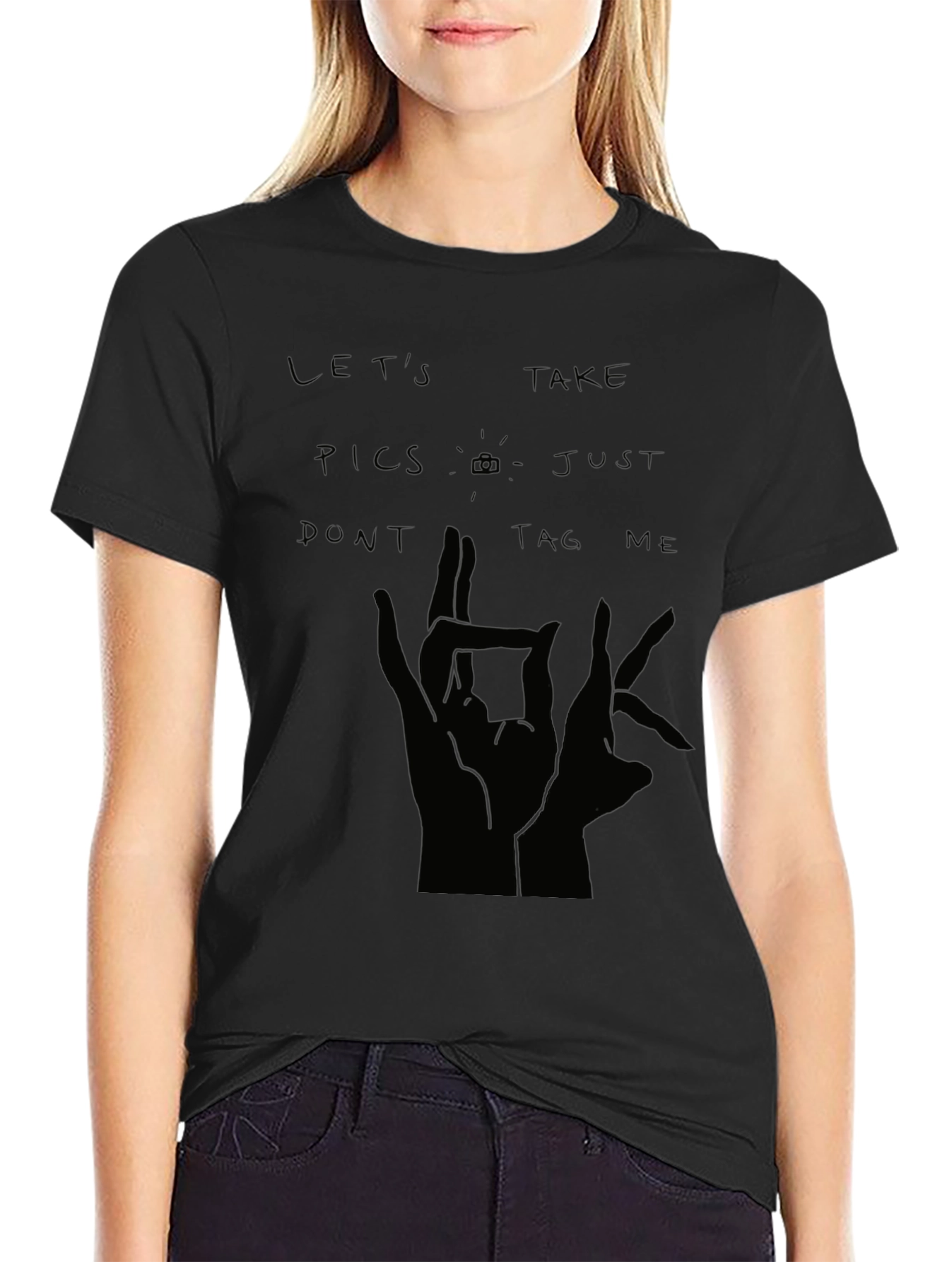 Lets Take Pics Black Graphic Tee