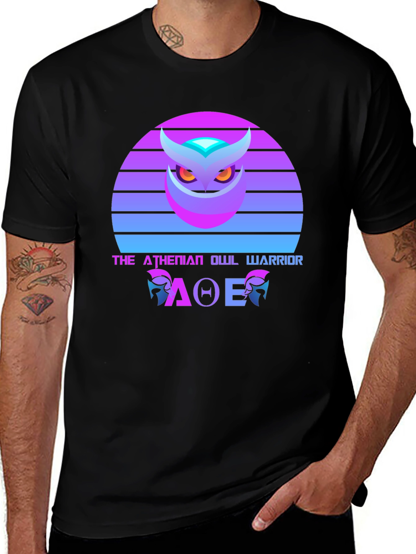 Athenian Owl Warrior T-Shirt - Retro Design