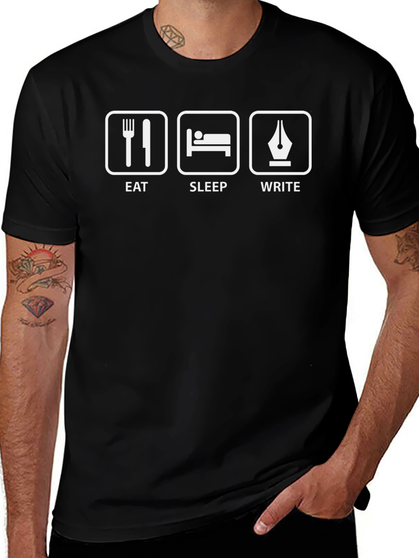 Eat Sleep Write Black T-Shirt