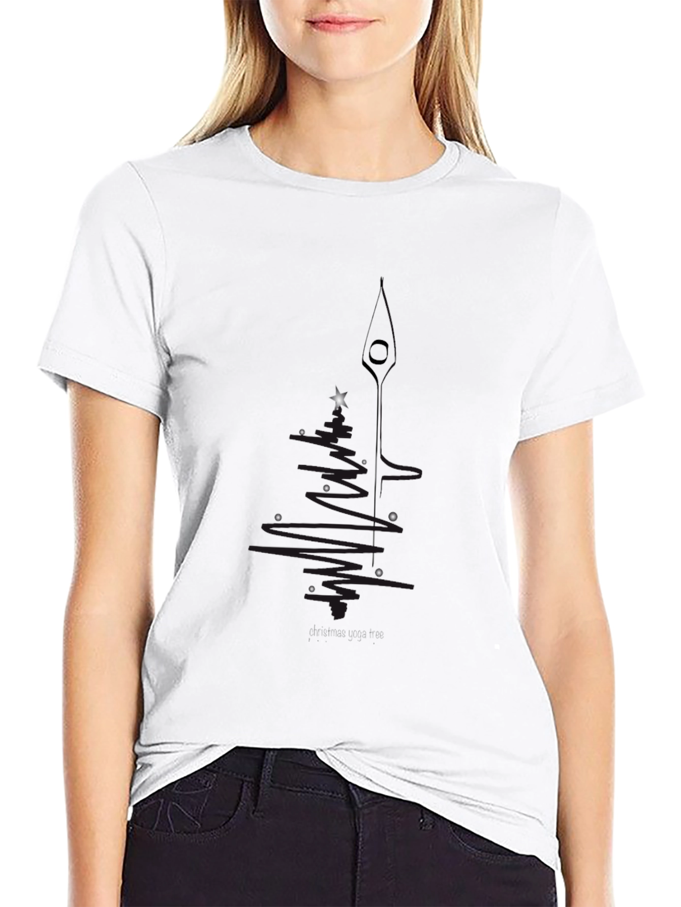 Minimalist Starry Line Art Black T-Shirt