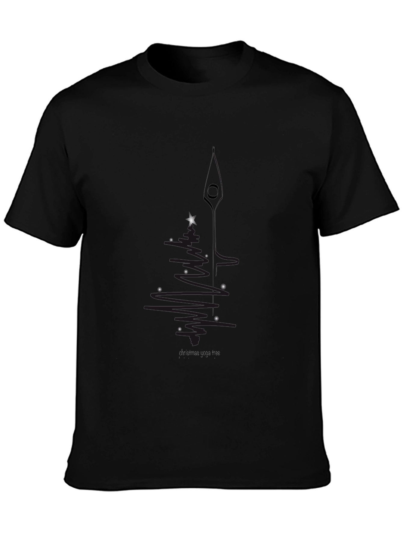 Minimalist Starry Line Art Black T-Shirt