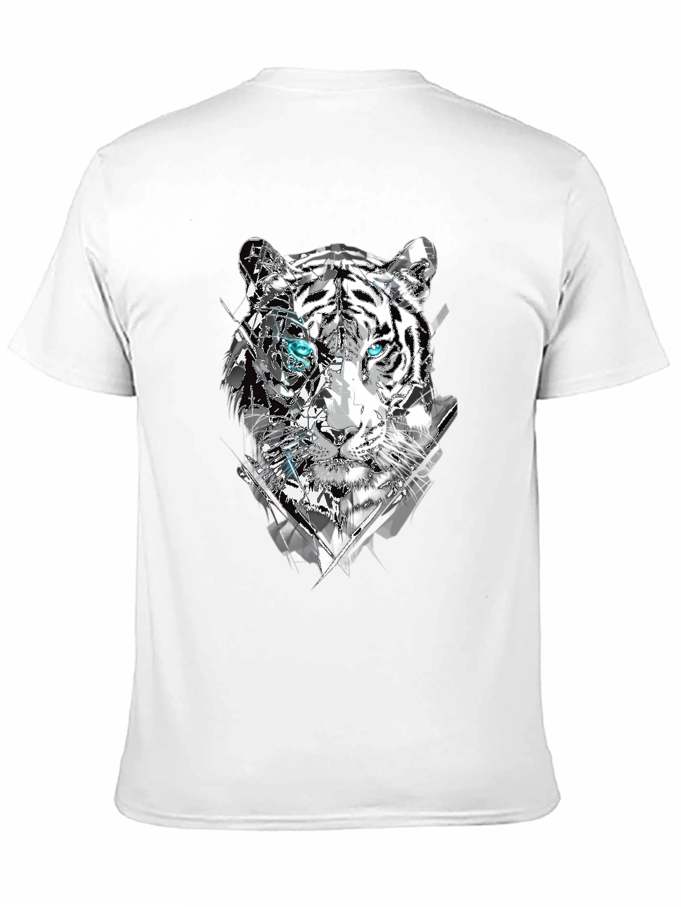 Abstract Tiger Graphic Print Tee - Mens Black T-Shirt