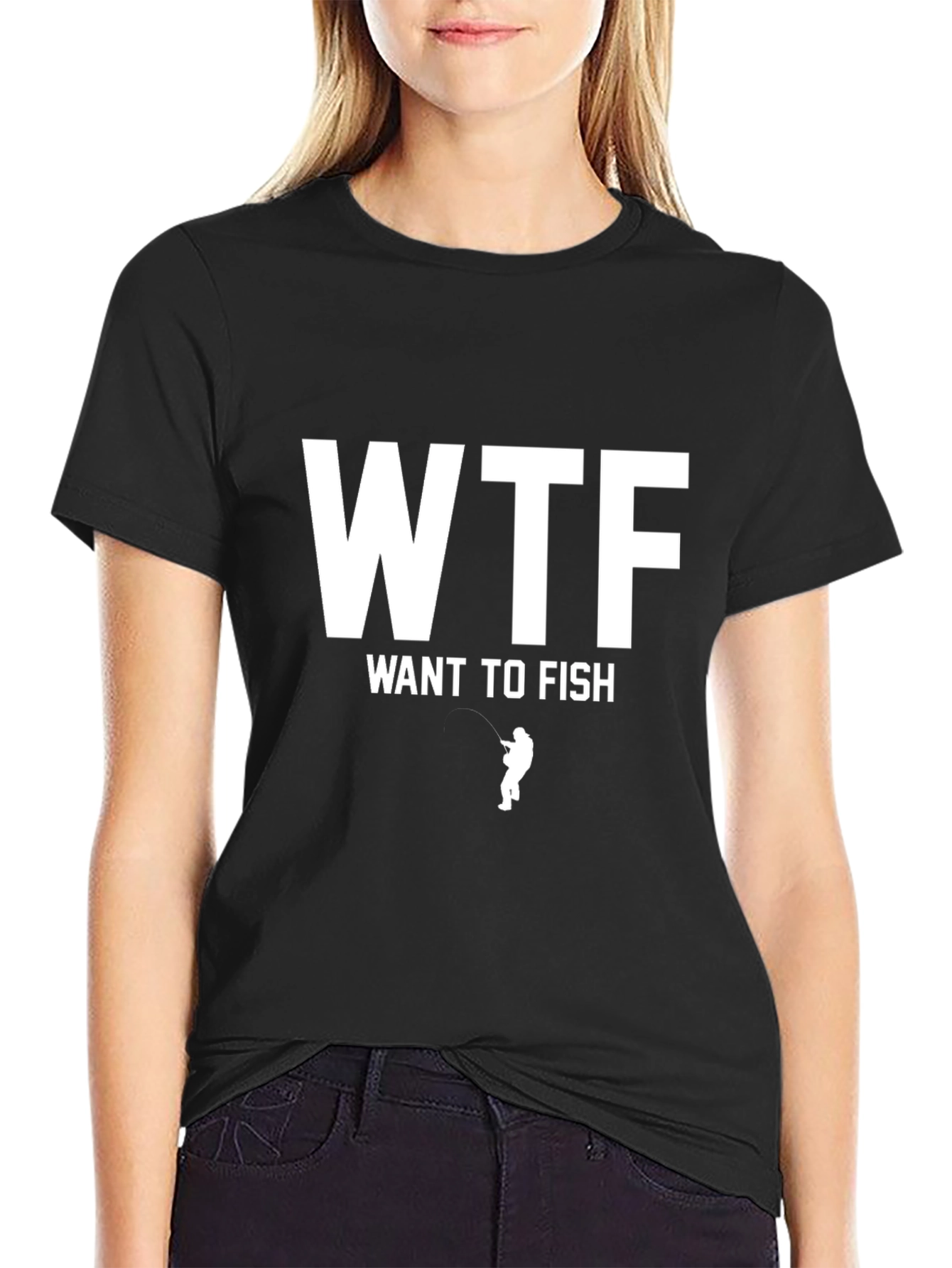 WTF Want To Fish T-Shirt - Black