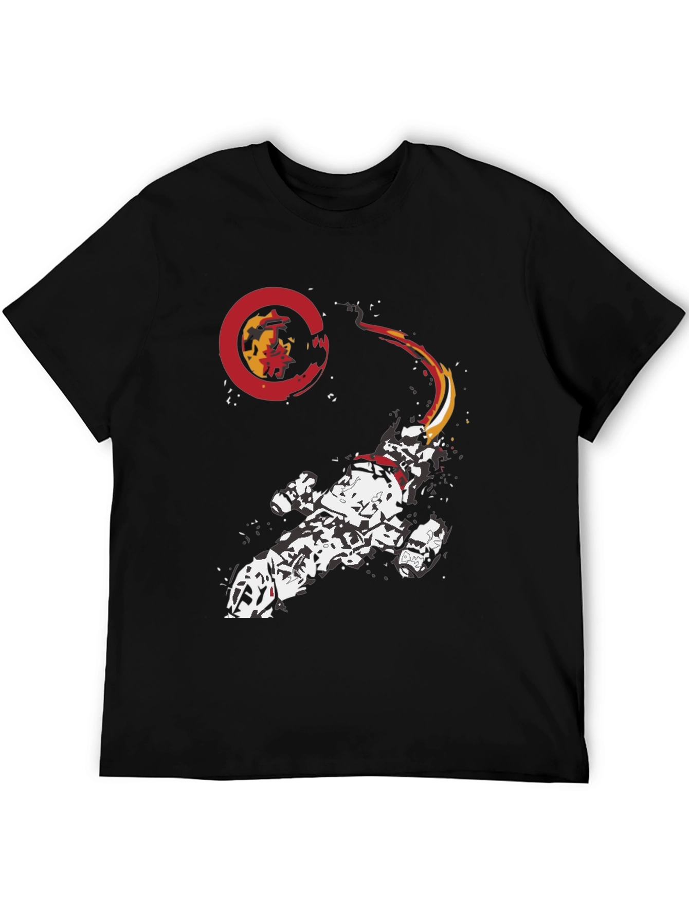 Sci-Fi Spaceship Graphic Tee - Black Cotton Blend
