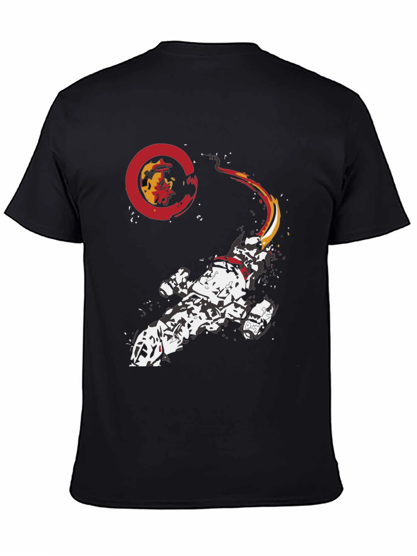 Sci-Fi Spaceship Graphic Tee - Black Cotton Blend