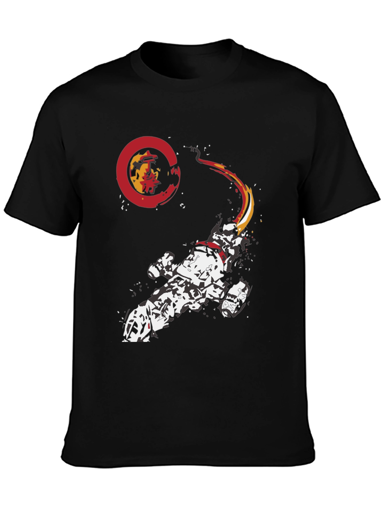 Sci-Fi Spaceship Graphic Tee - Black Cotton Blend