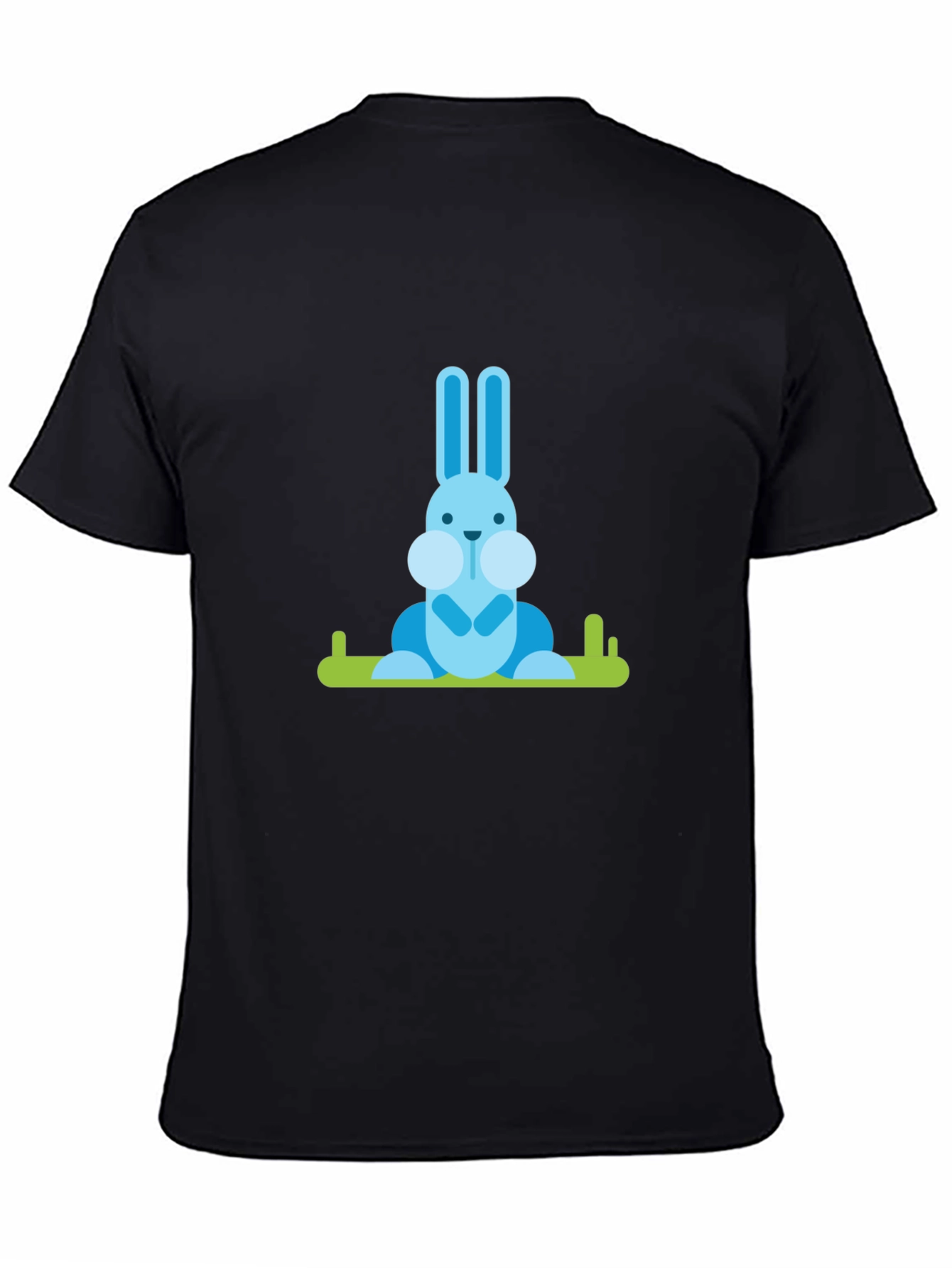 Blue Bunny Graphic Tee - Casual Black T-Shirt