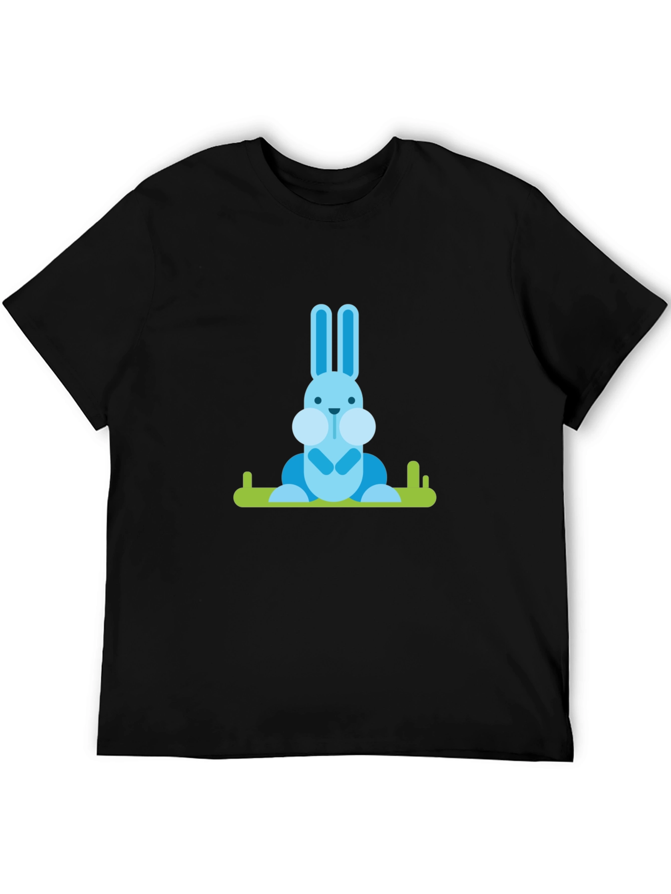 Blue Bunny Graphic Tee - Casual Black T-Shirt
