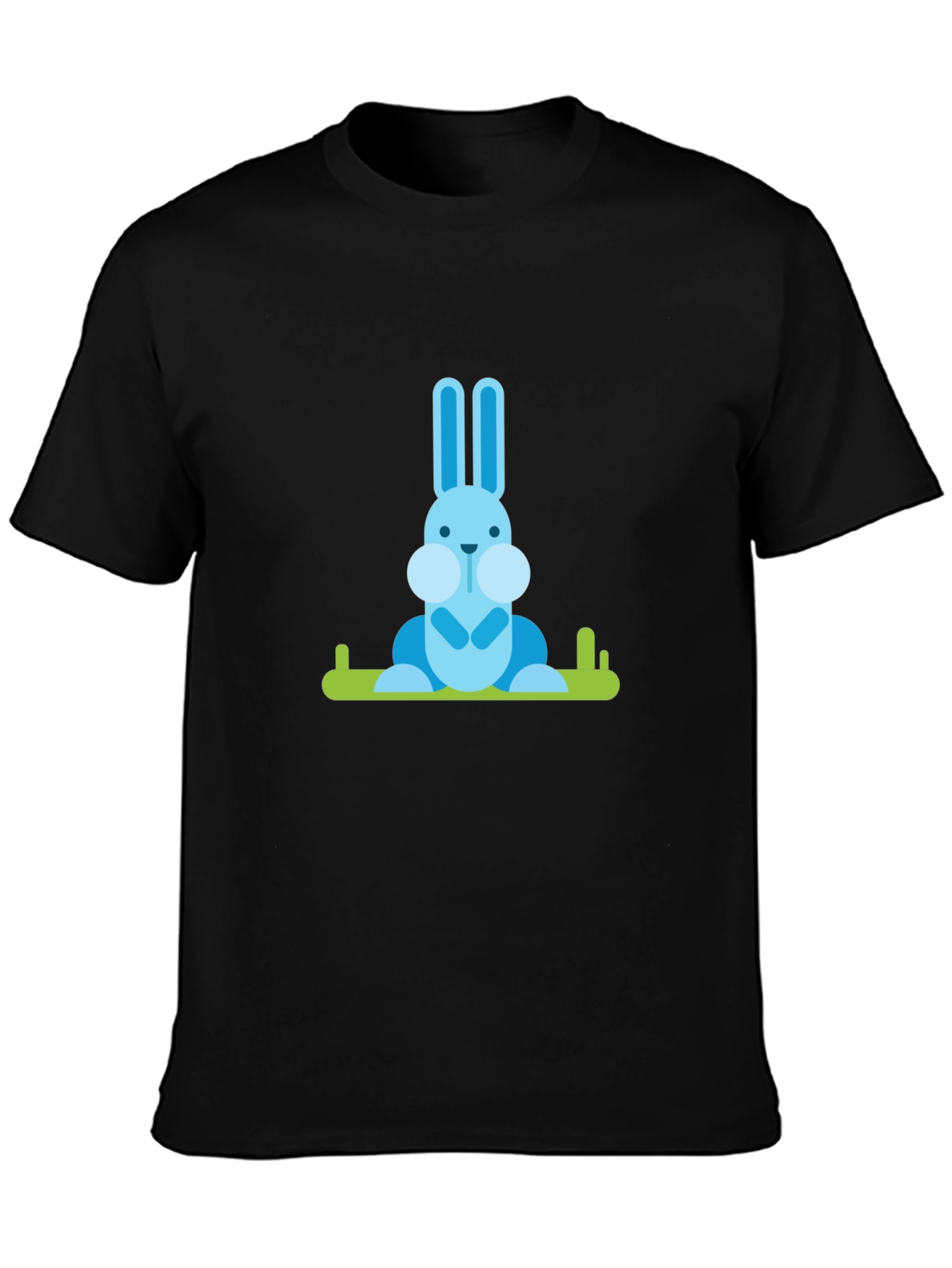 Blue Bunny Graphic Tee - Casual Black T-Shirt